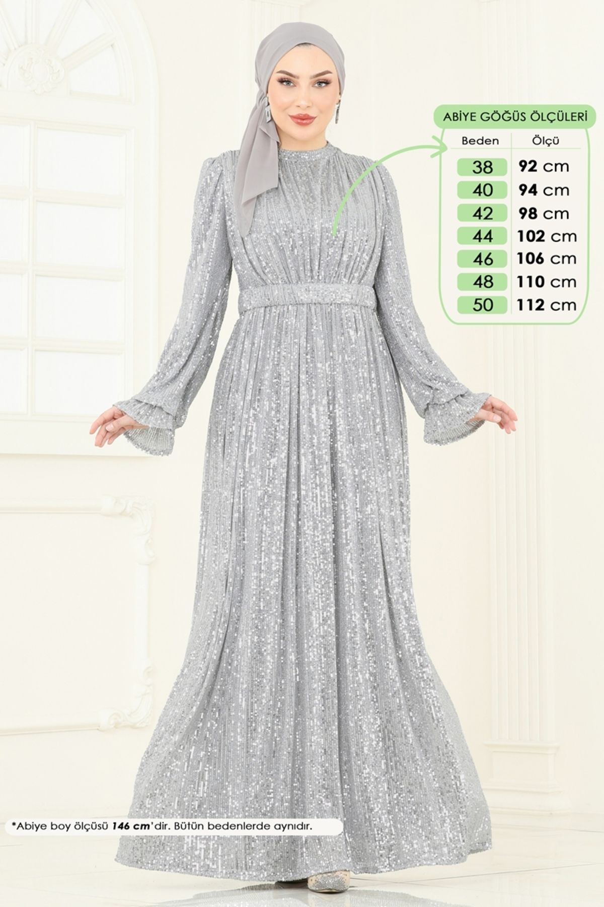 Modaselvim Pul Payet İşlemeli Abiye 5680EDF311 Gümüş