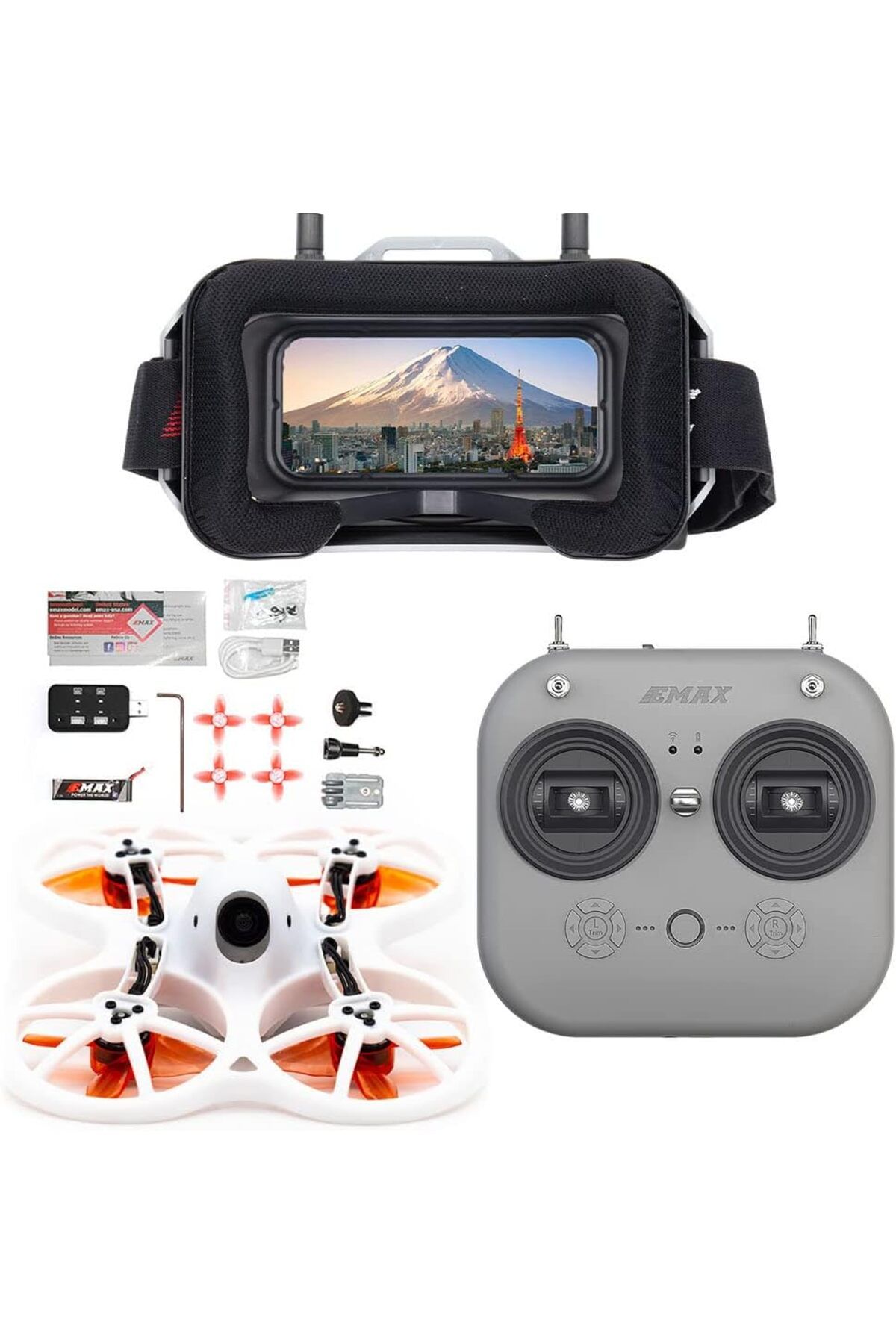 GÜMRÜK BEY Emax Ez Pilot FPV Combo Yarış Drone Seti Quadcopter Rtf ile E8 Verici Taşıyıcı & Gözlük Kiti