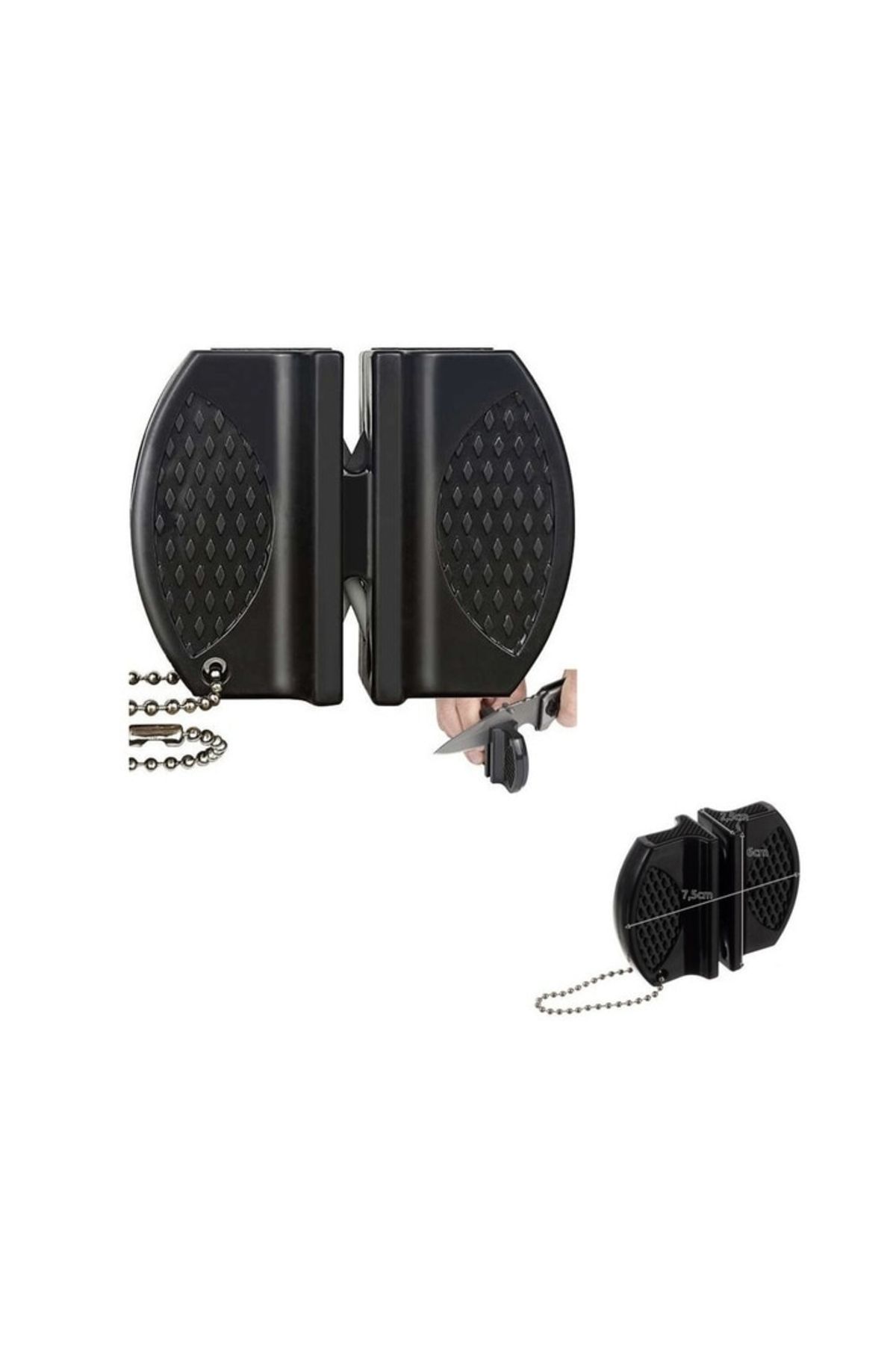 varioshop-VarioShop® Knife Sharpener, 2 Sharpening Levels, Portable, 7 x 6 cm, Black 6