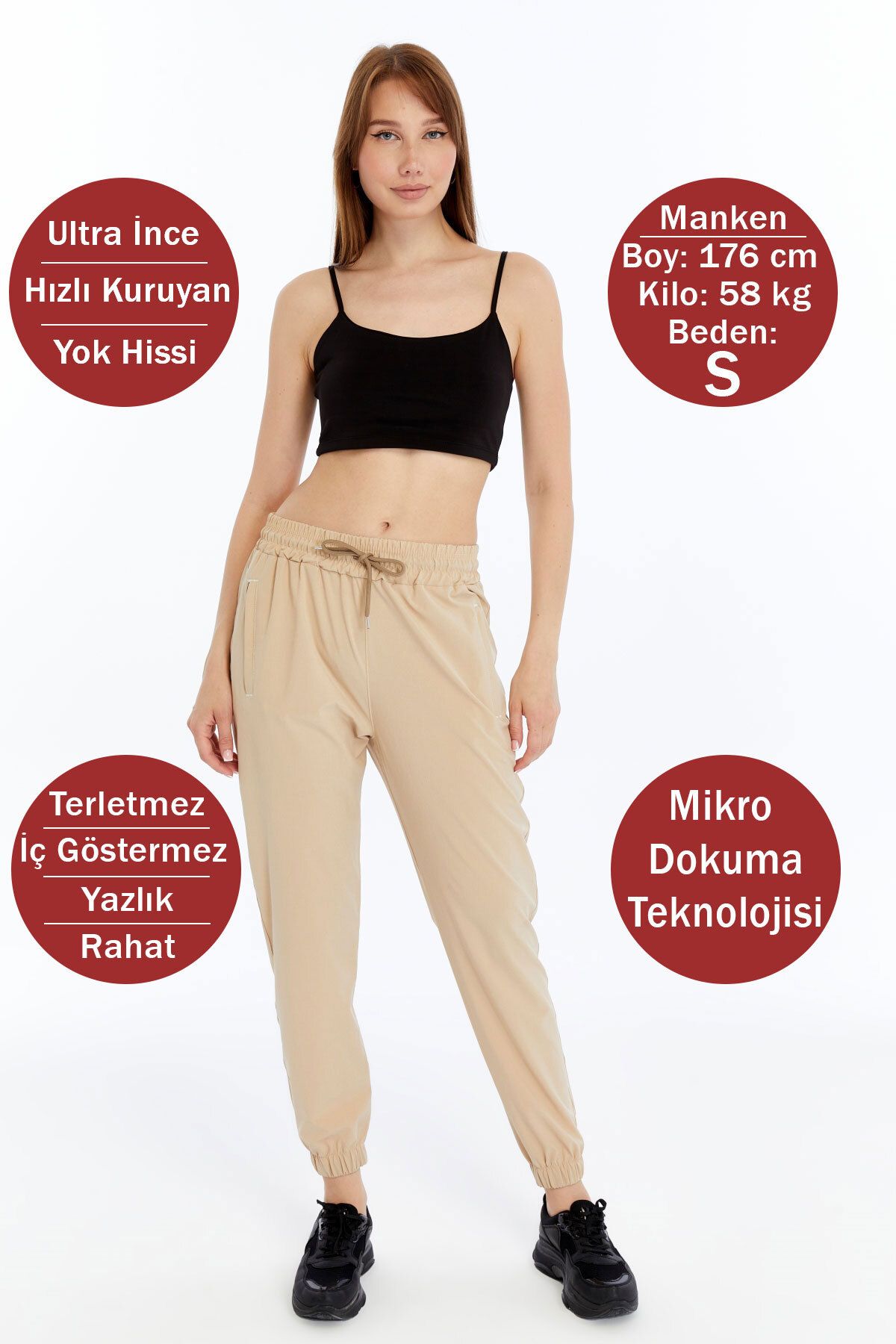 OXVİN Kadın Paçası Lastikli, Gizli Fermuar Cepli, Jogger Eşofman Paraşüt Kumaş Pantolon (BOL KALIP)