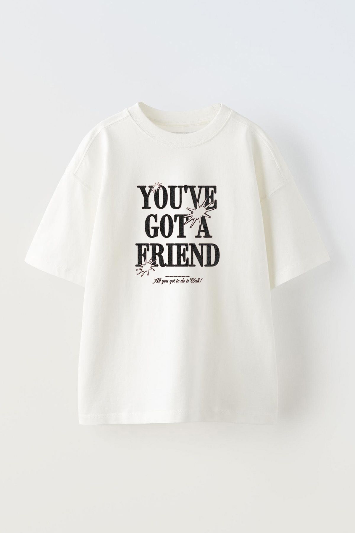 Anetos You've Got A Friend Ön Baskılı Pamuk Beyaz Oversize T shirt
