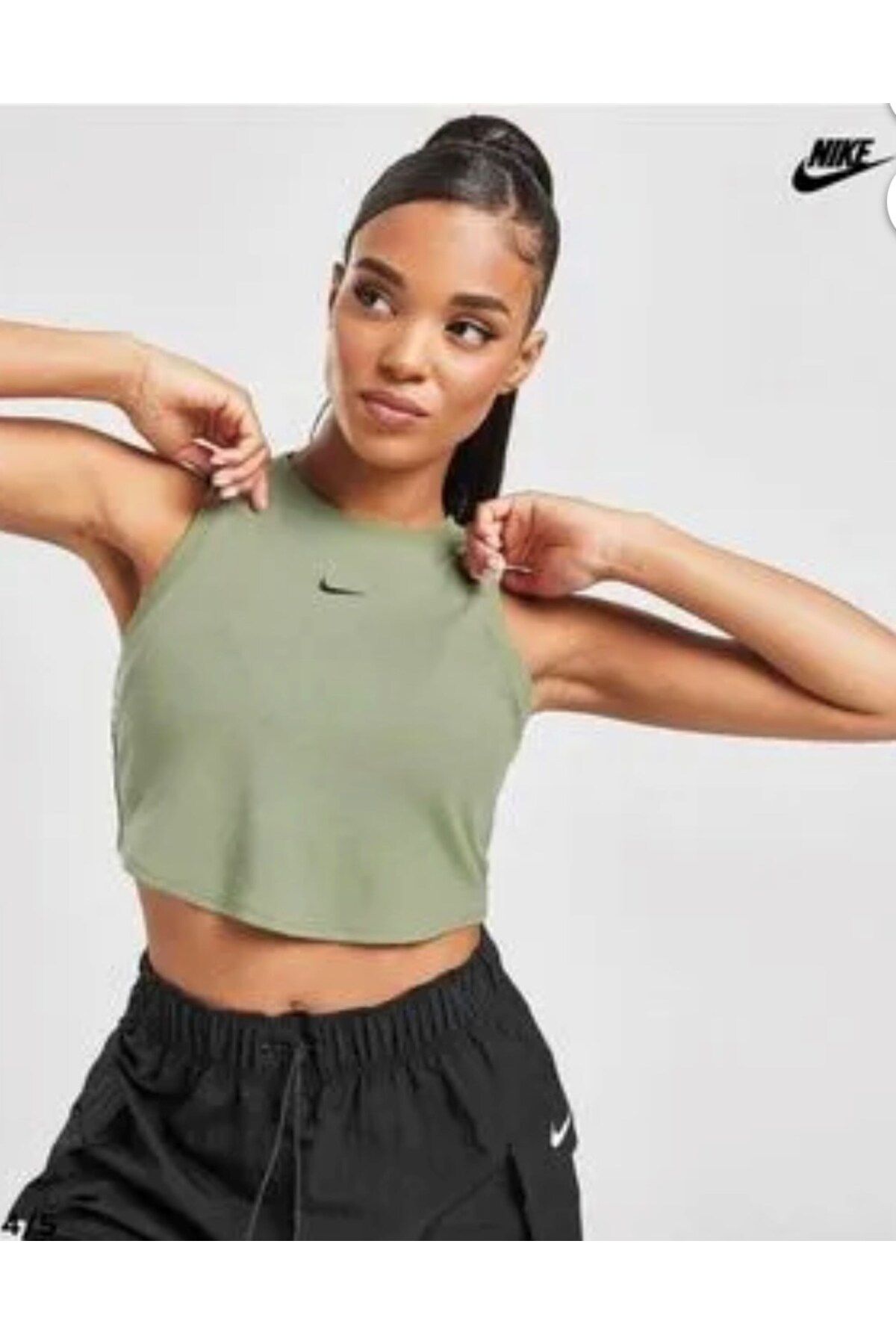 Nike Sportswear Chill Knit Tight Cropped Mini-Rib Kadın Atlet fb8279-386