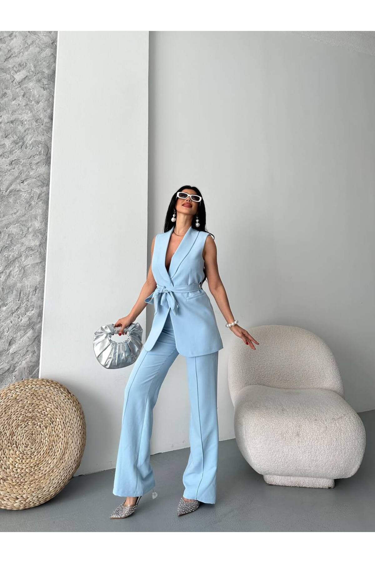 Belted Vest and Trousers Set - Görsel 5