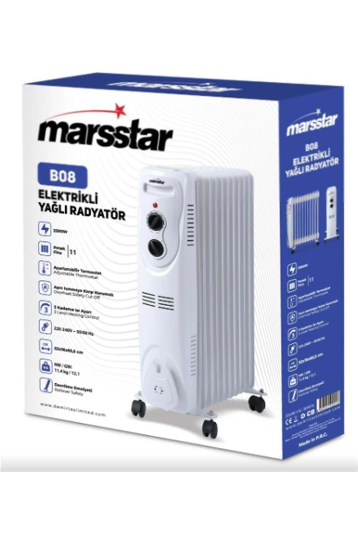 Marsstar B-08 11 Dilim Yağlı Radyatör 3 Kademe Isı Ayarı 2500w