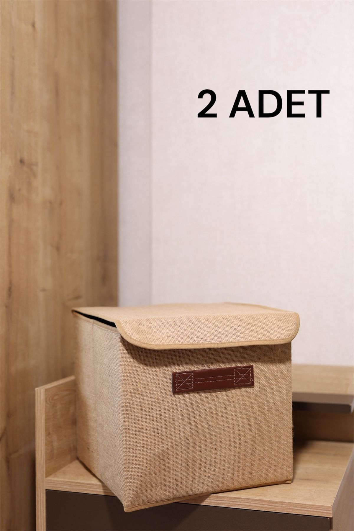 ON-ARS TEKSTİL 2 Adet Jüt Kapaklı Dolap Içi Çamaşır Oyuncak Düzenleyici Katlanır Saklama Kutusu 30x30x30