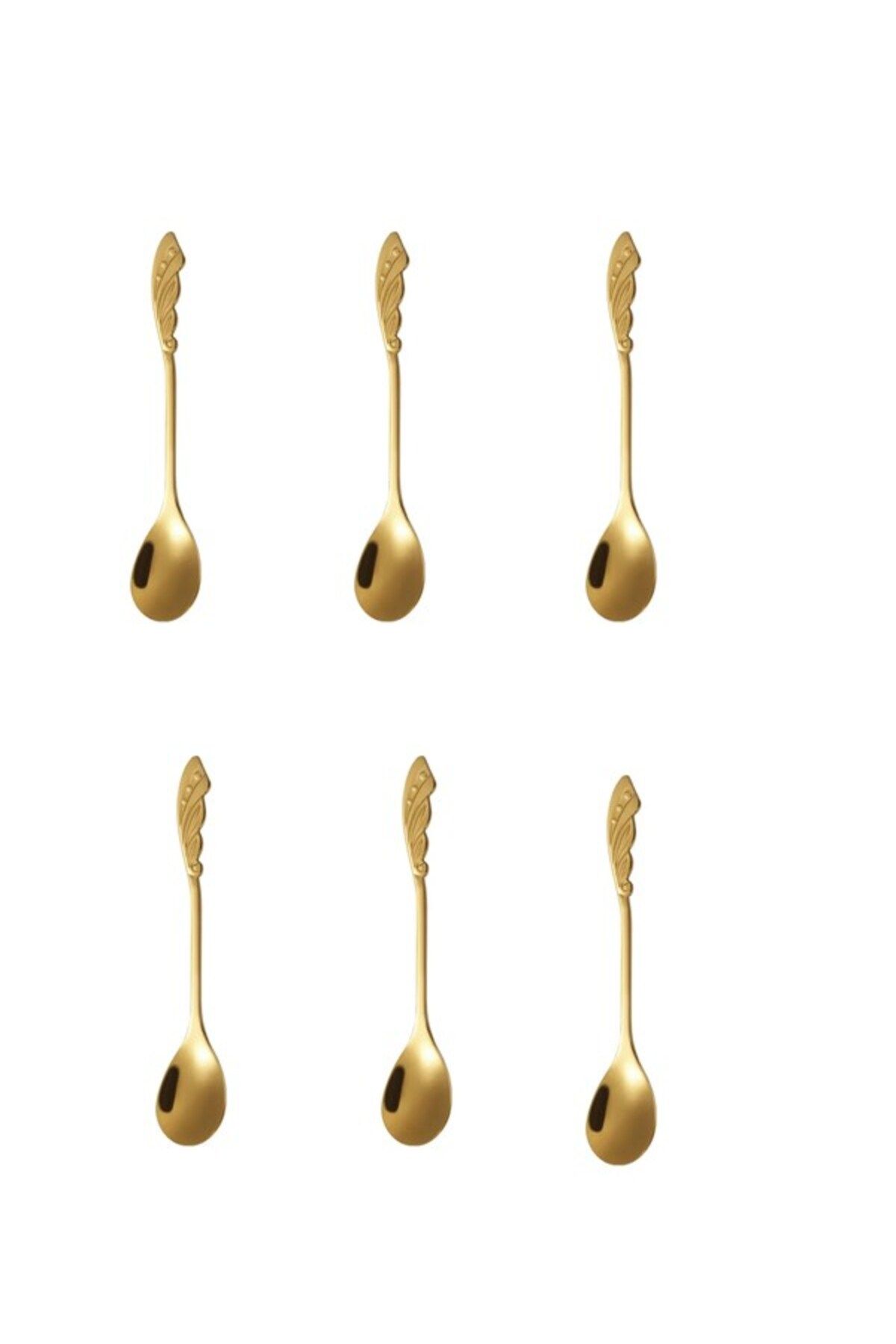 Qerhome 6'lı Golden Bloom Serisi 6'lı Çay Kaşığı Yaprak Model