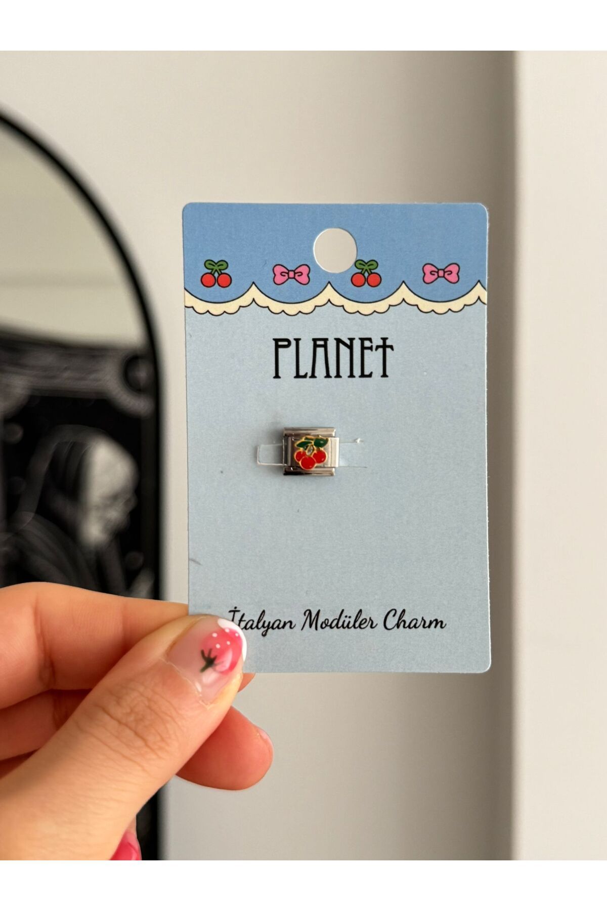 Planet Butik Kiraz Kartlı İtalyan Charm