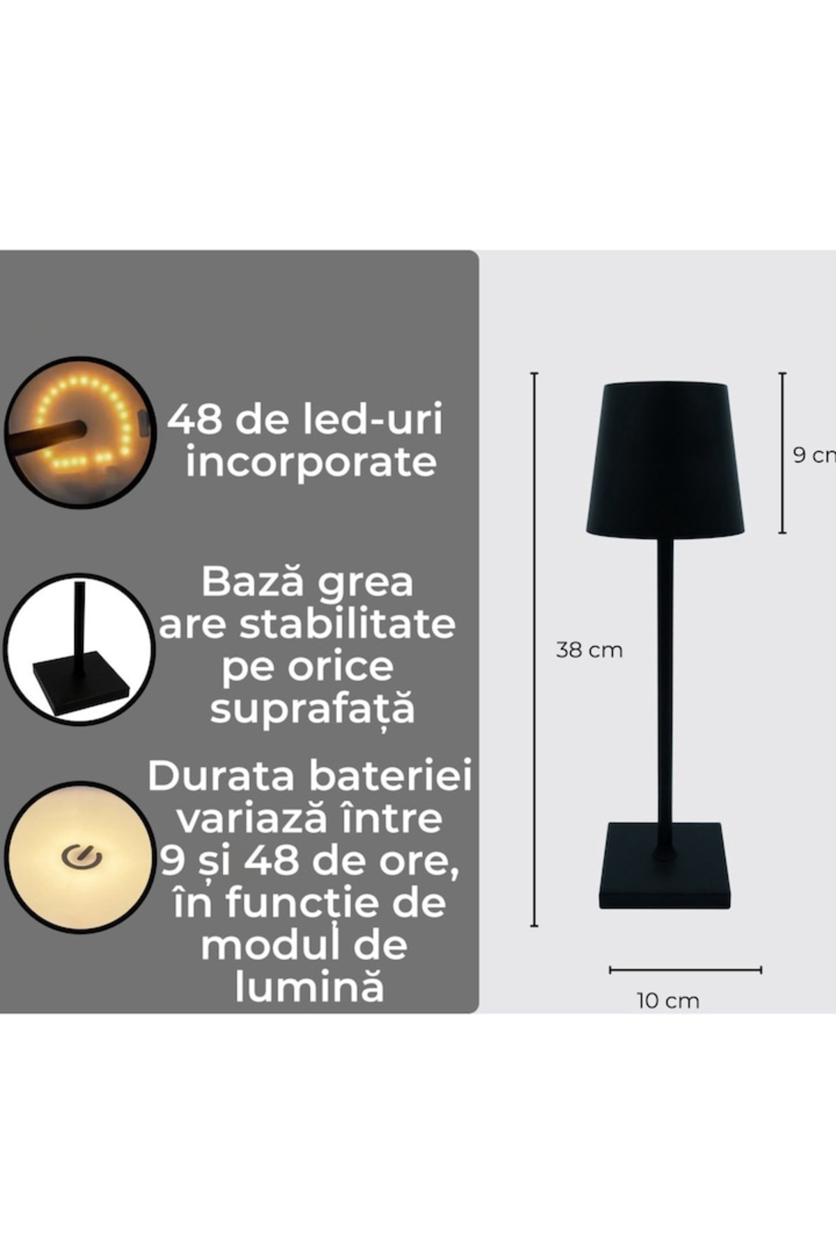 varioshop-VarioShop® rechargeable touch LED table lamp, ambient lamp with touch control, sleep function 3