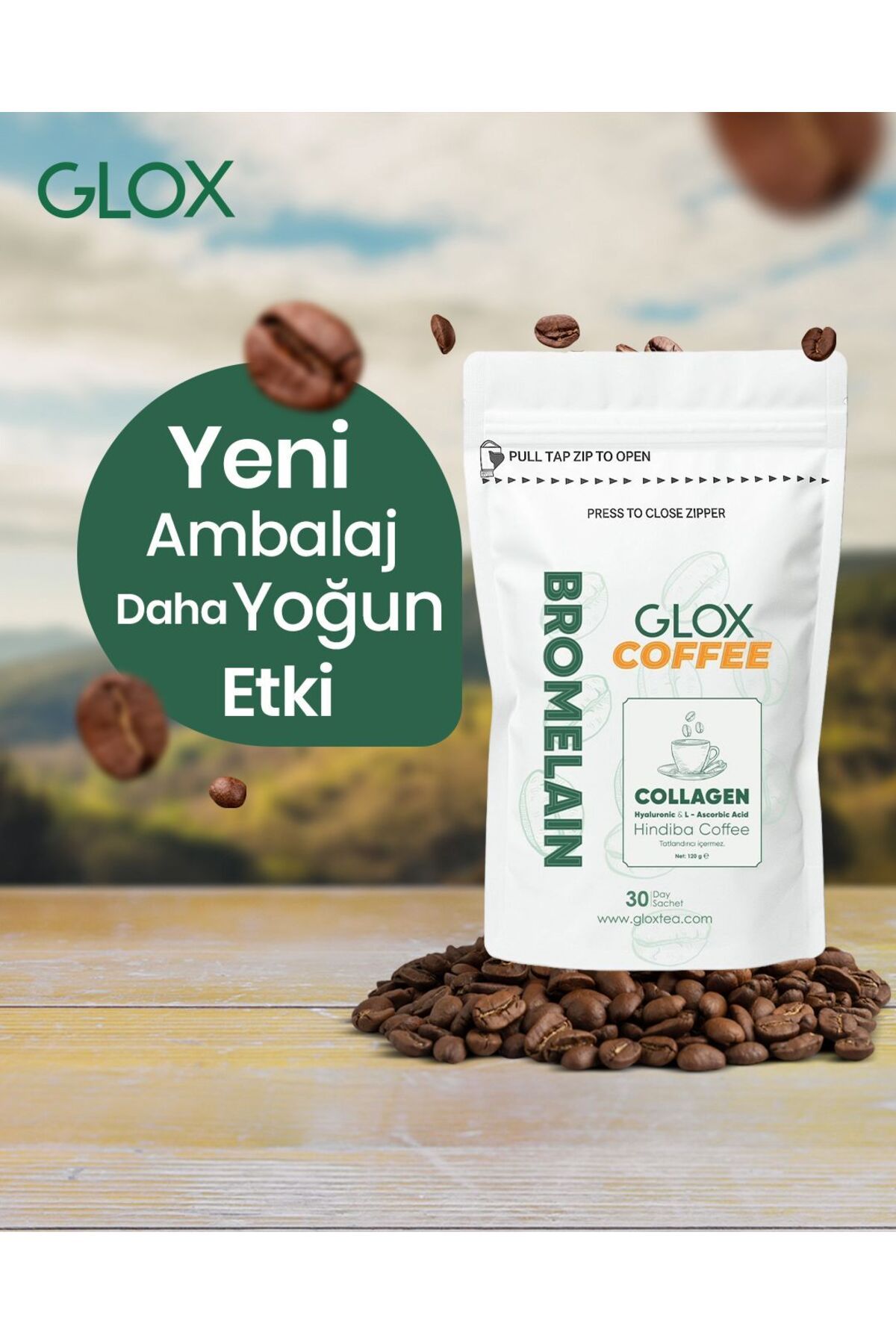 Glox Tea Glox Coffee Bromelain Ekstraktı Hindiba Coffe 30 Günlük