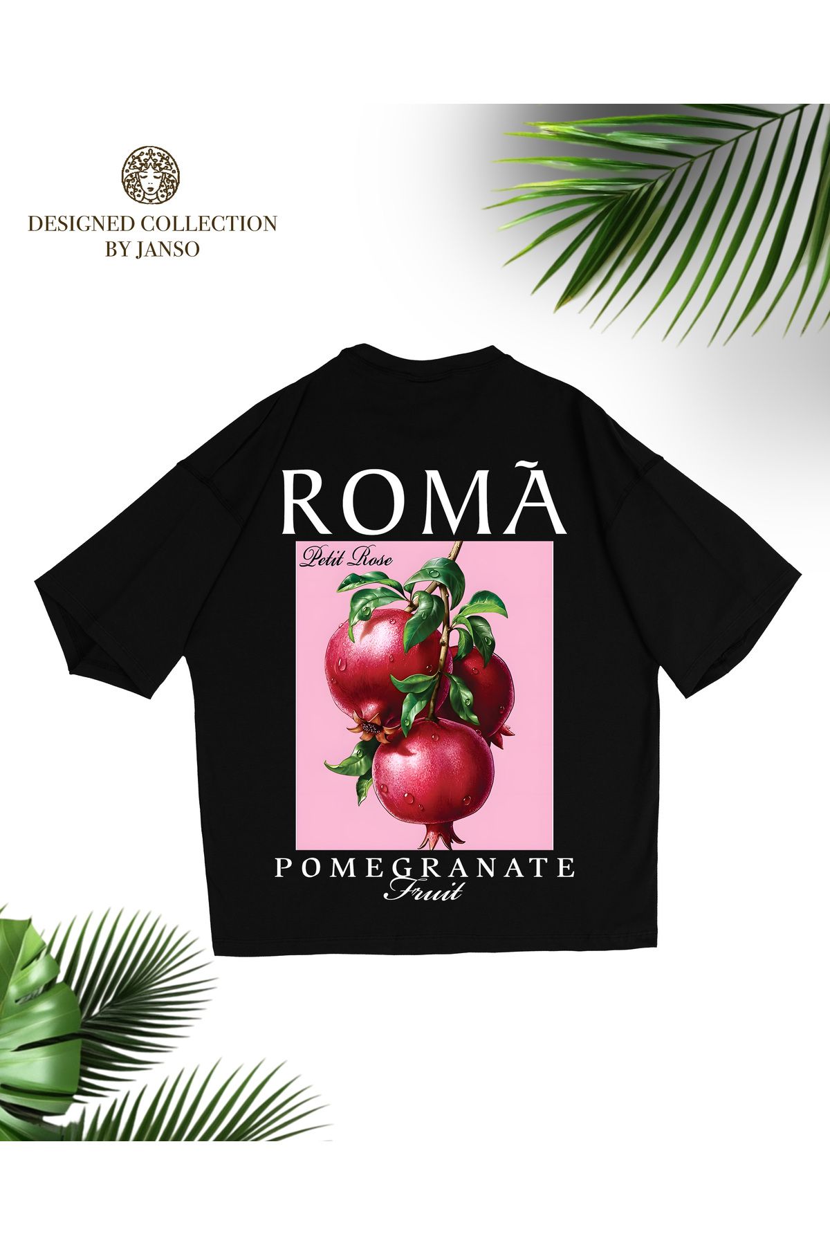 JANSO GROUP - KADIN KISA KOLLU NAR BASKILI PAMUKLU TSHIRT