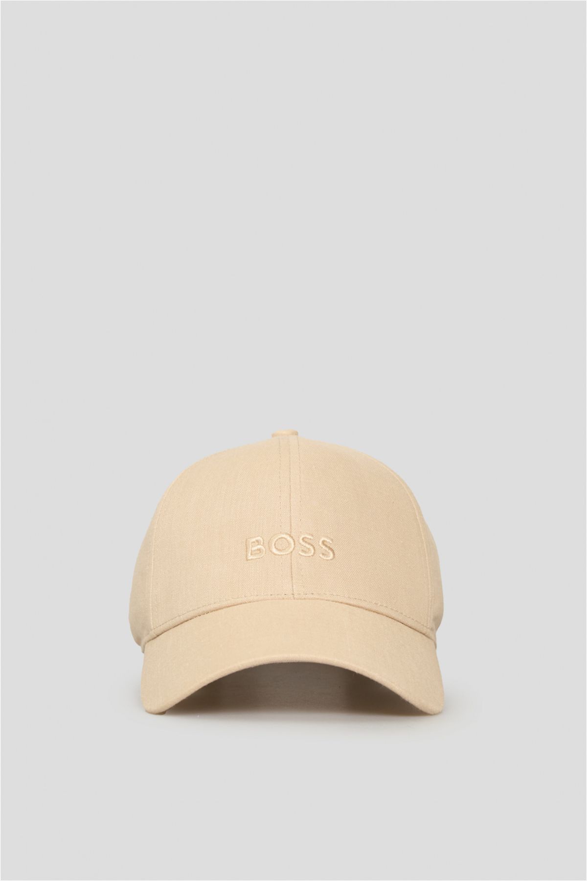 BOSS Erkek Logo İşlemeli Ayarlanabilir Metal Tokalı Keten Bej Spor Şapka 50539422-275