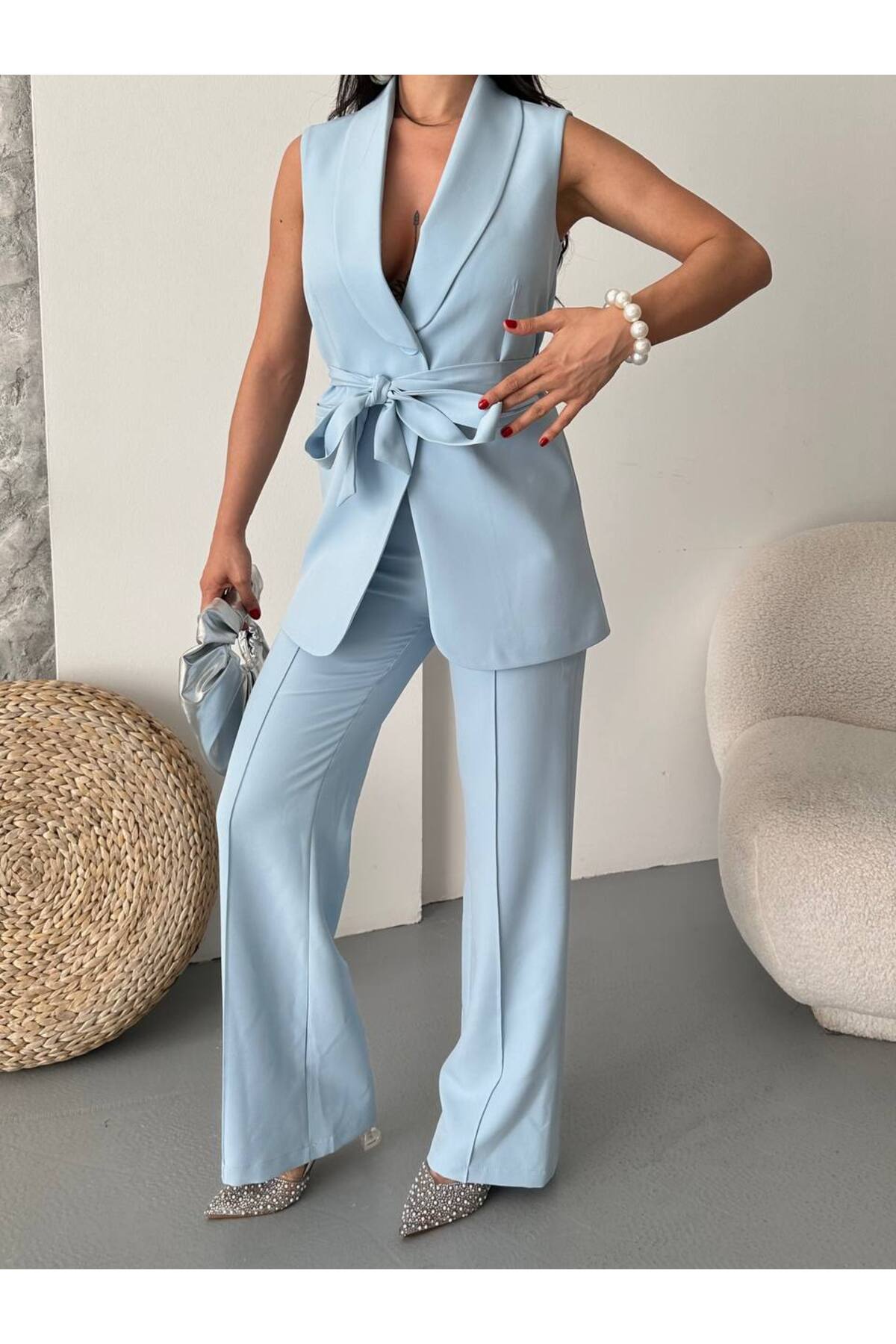Belted Vest and Trousers Set - Görsel 6