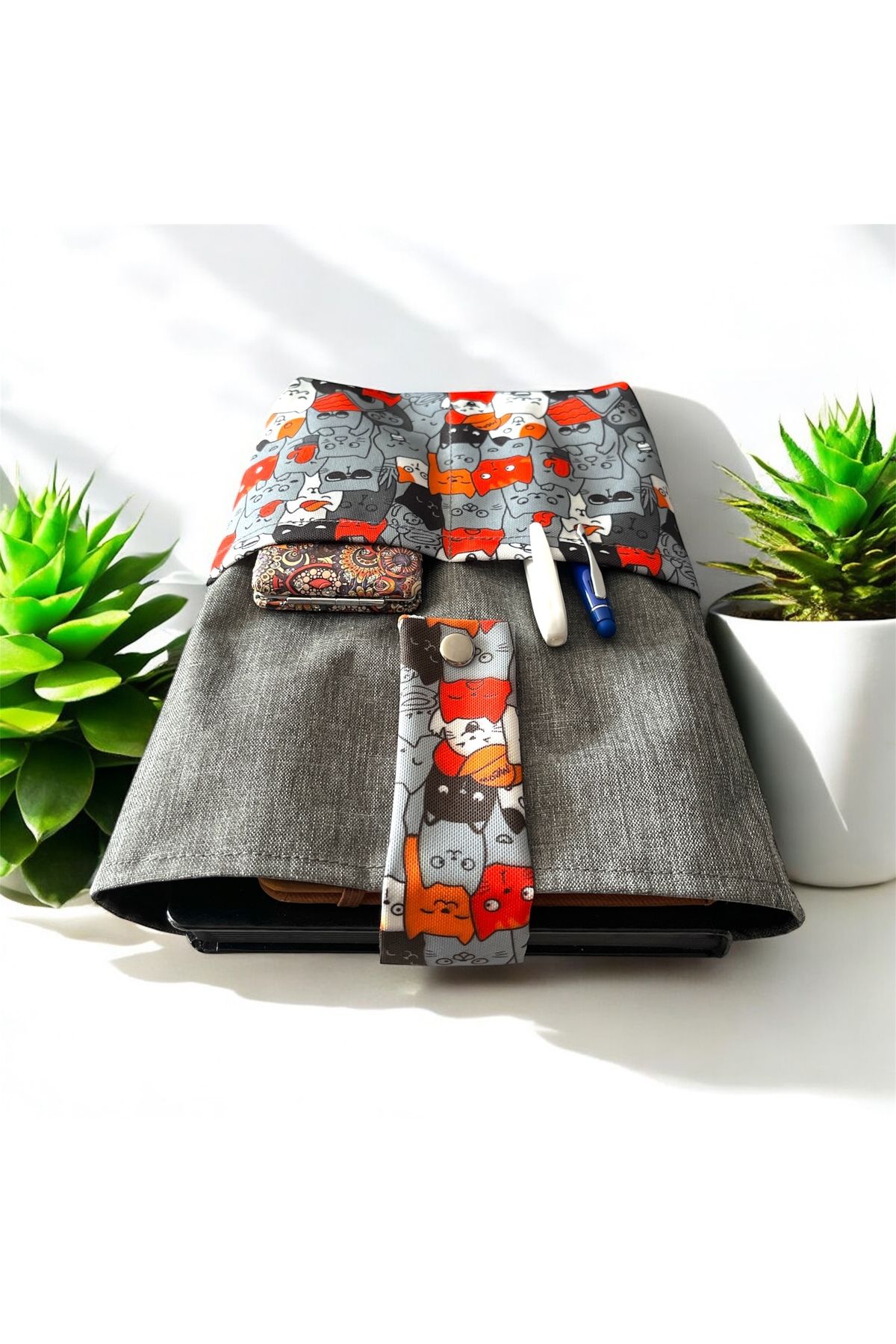 Moserini-Cat Patterned, Pocketed, Book Bag/Case Multi-Purpose Bag, Organizer - Catlantis 3