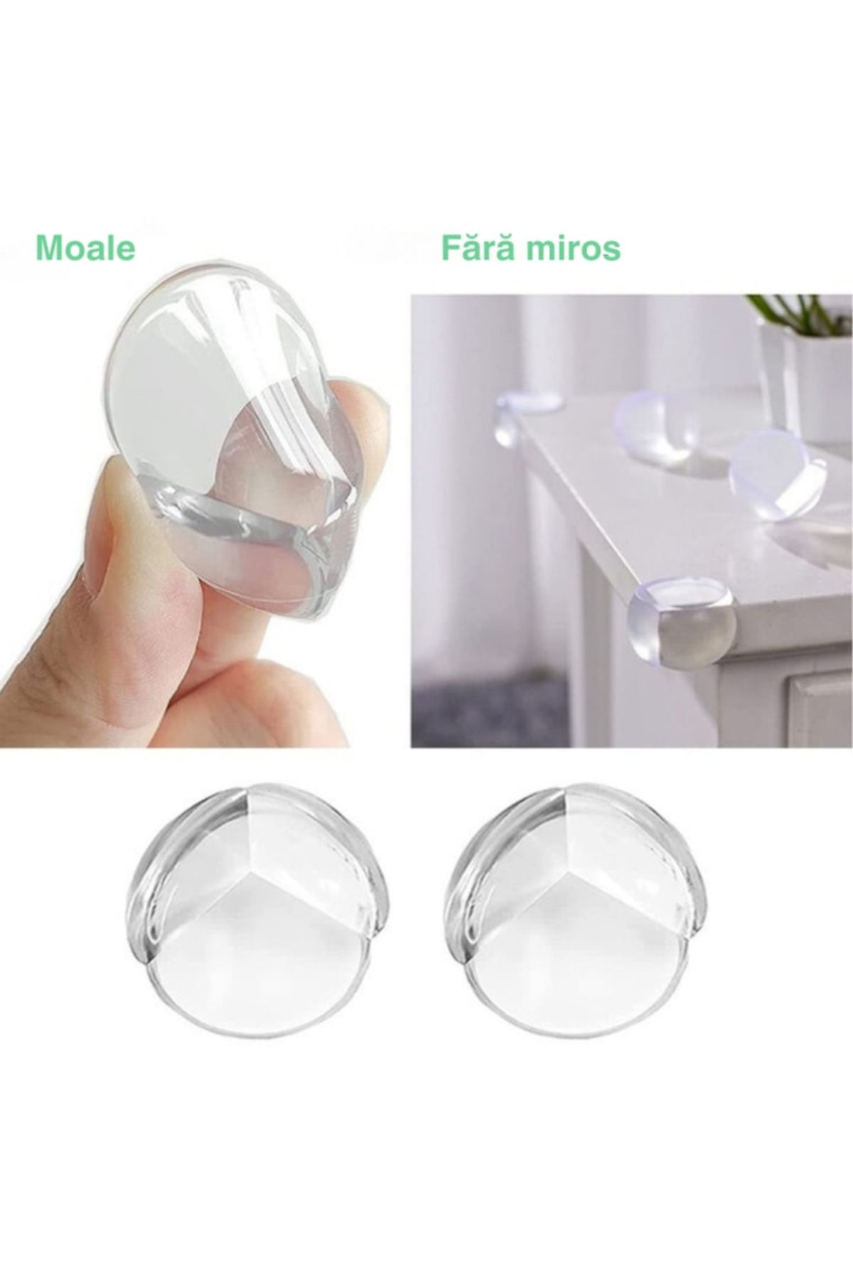 varioshop-Set 4 protectii colturi pentru mobilier VarioShop®, autoadezive, silicon, compatibilitate universal 3