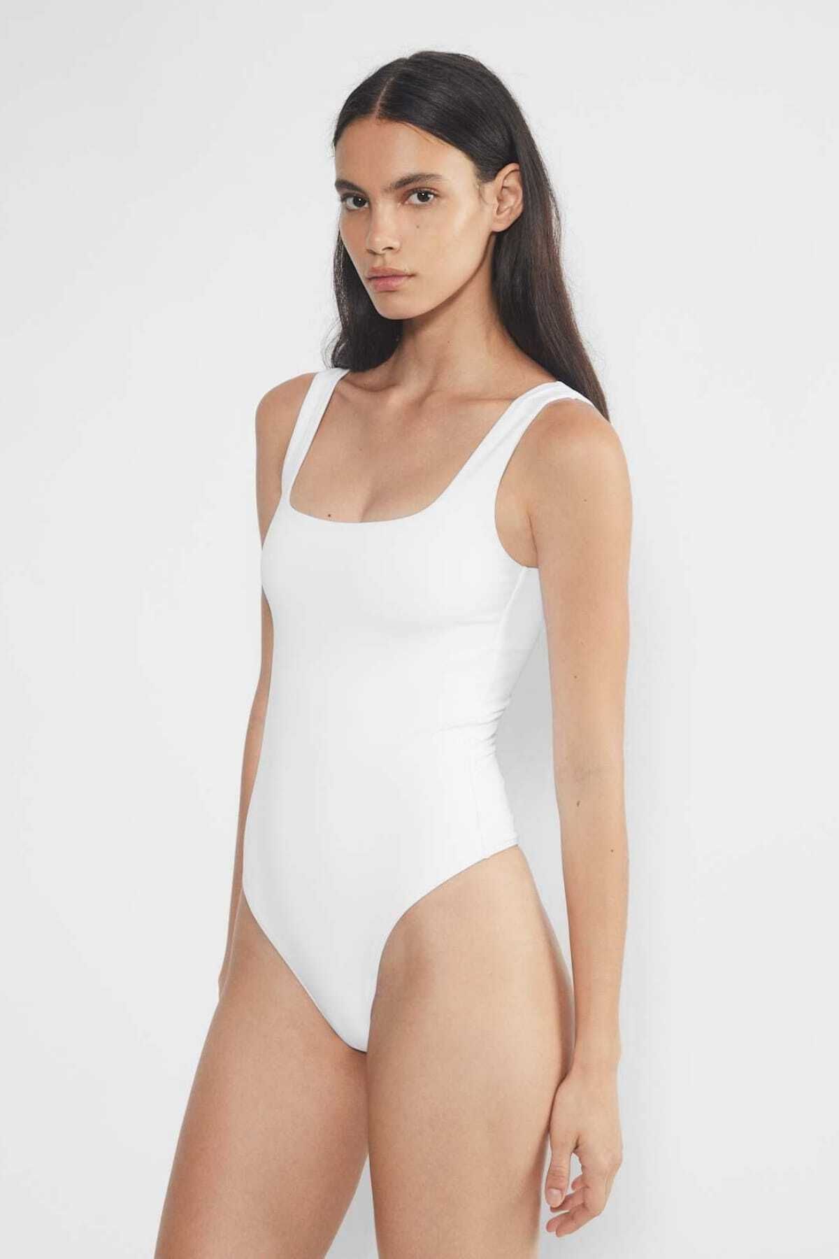 thesunfyre Kadın Sıfır Kol Kalın Askılı Ipek Jarse Bodysuit Zıbın