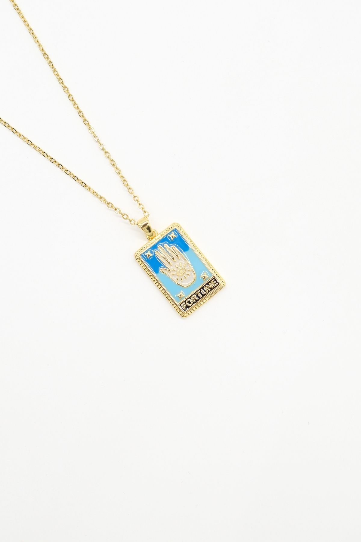 TAKIBOX Çelik Gold Renk Fortune Tarot Kolye