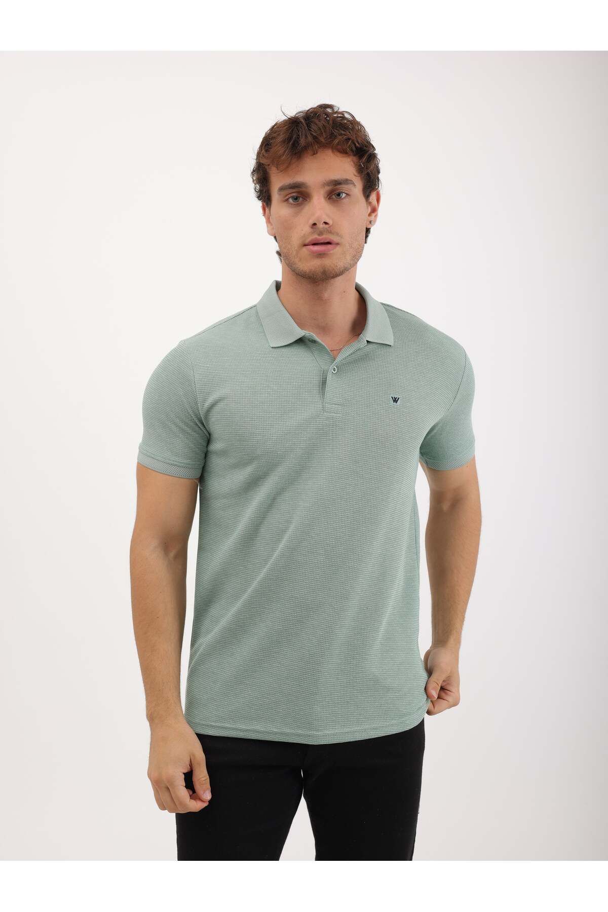 WKM Erkek Regular Fit Polo Yaka Wafil Basic Tişört