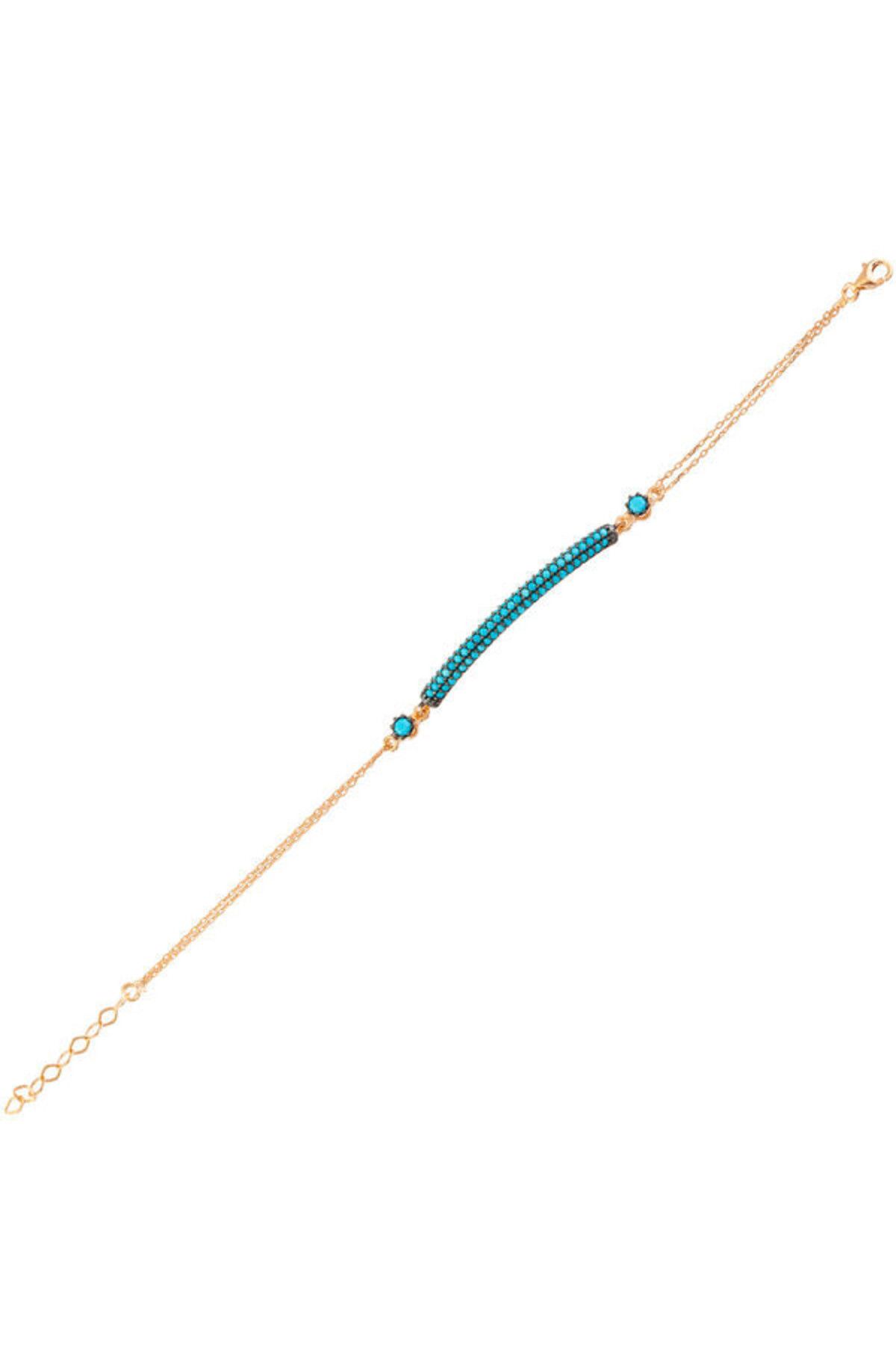 shop Su Yolu Rose Mavi Taşlı 925 Ayar Gümüş Bileklik