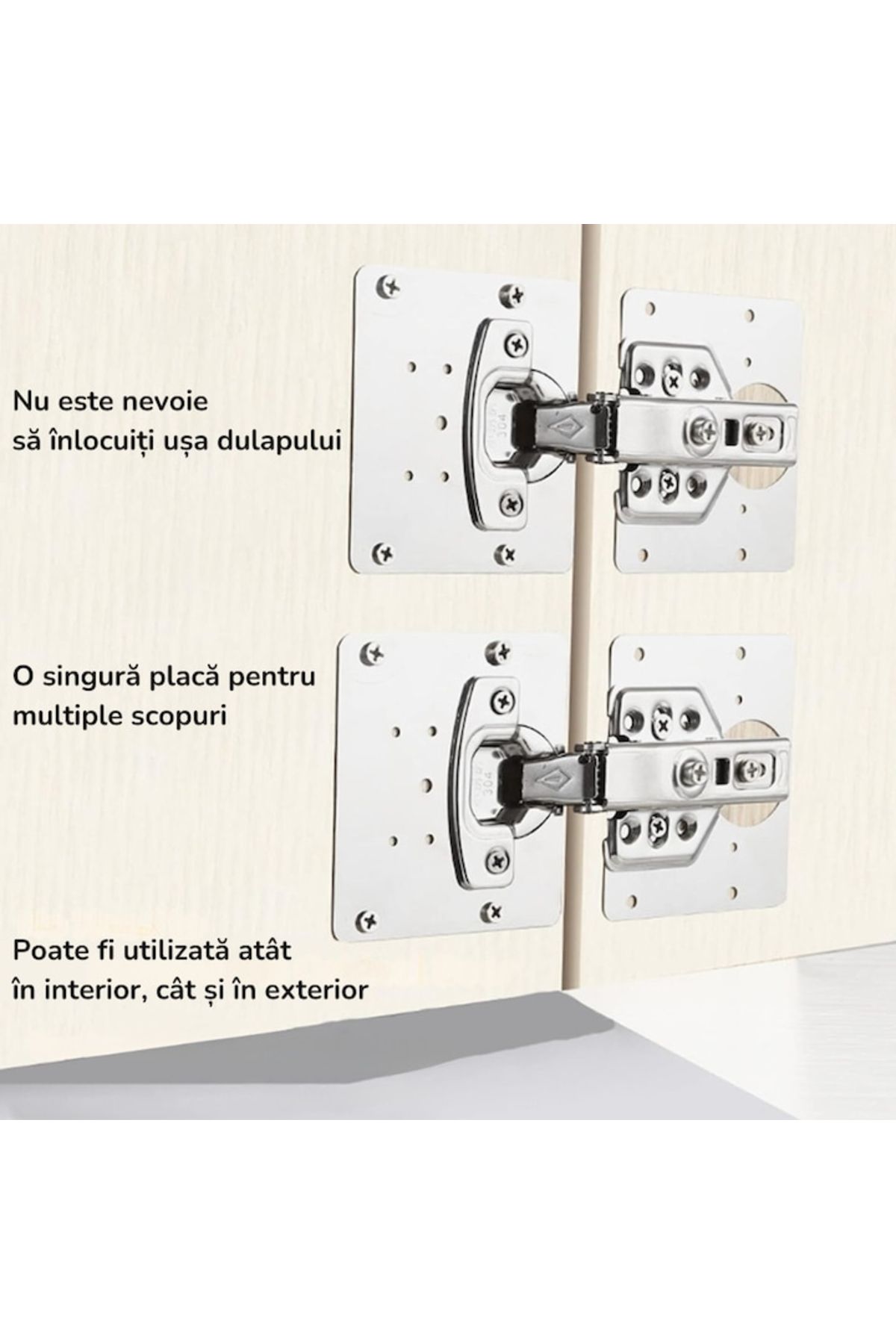 varioshop-Set of 4 VarioShop® Hinge Repair Fixing Plates, Universal Use, Easy to Install 2
