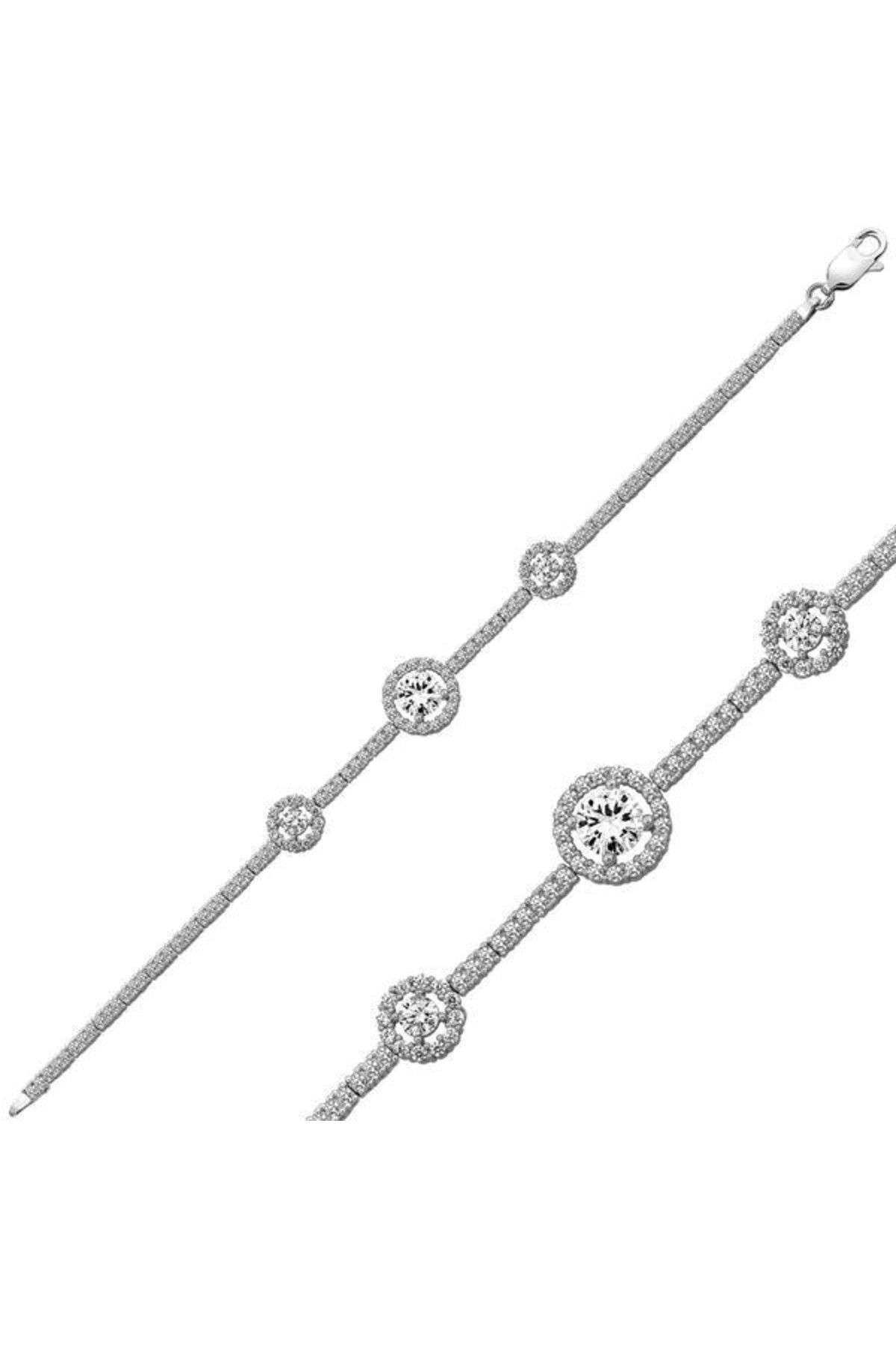 shop Su Yolu Üç Taşlı 925 Ayar Gümüş Bileklik