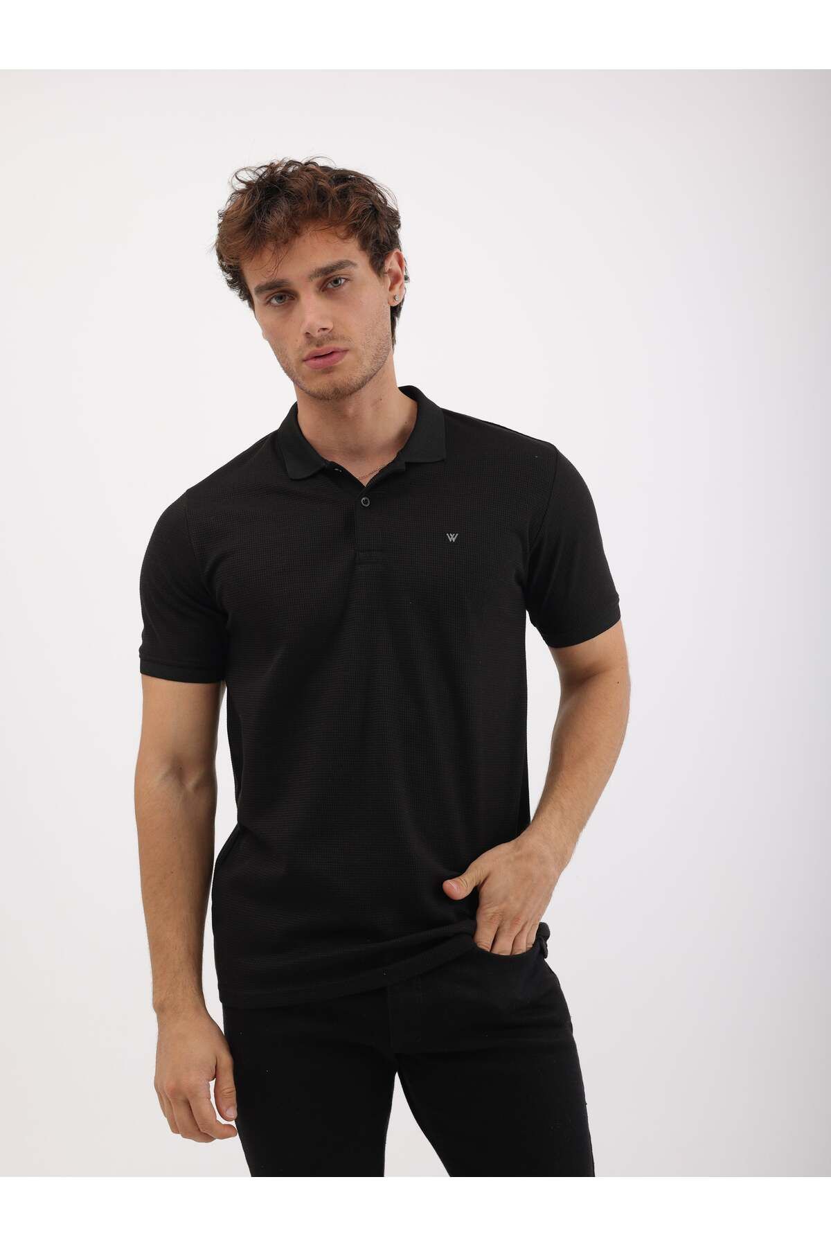 WKM Erkek Regular Fit Polo Yaka Wafil Basic Tişört