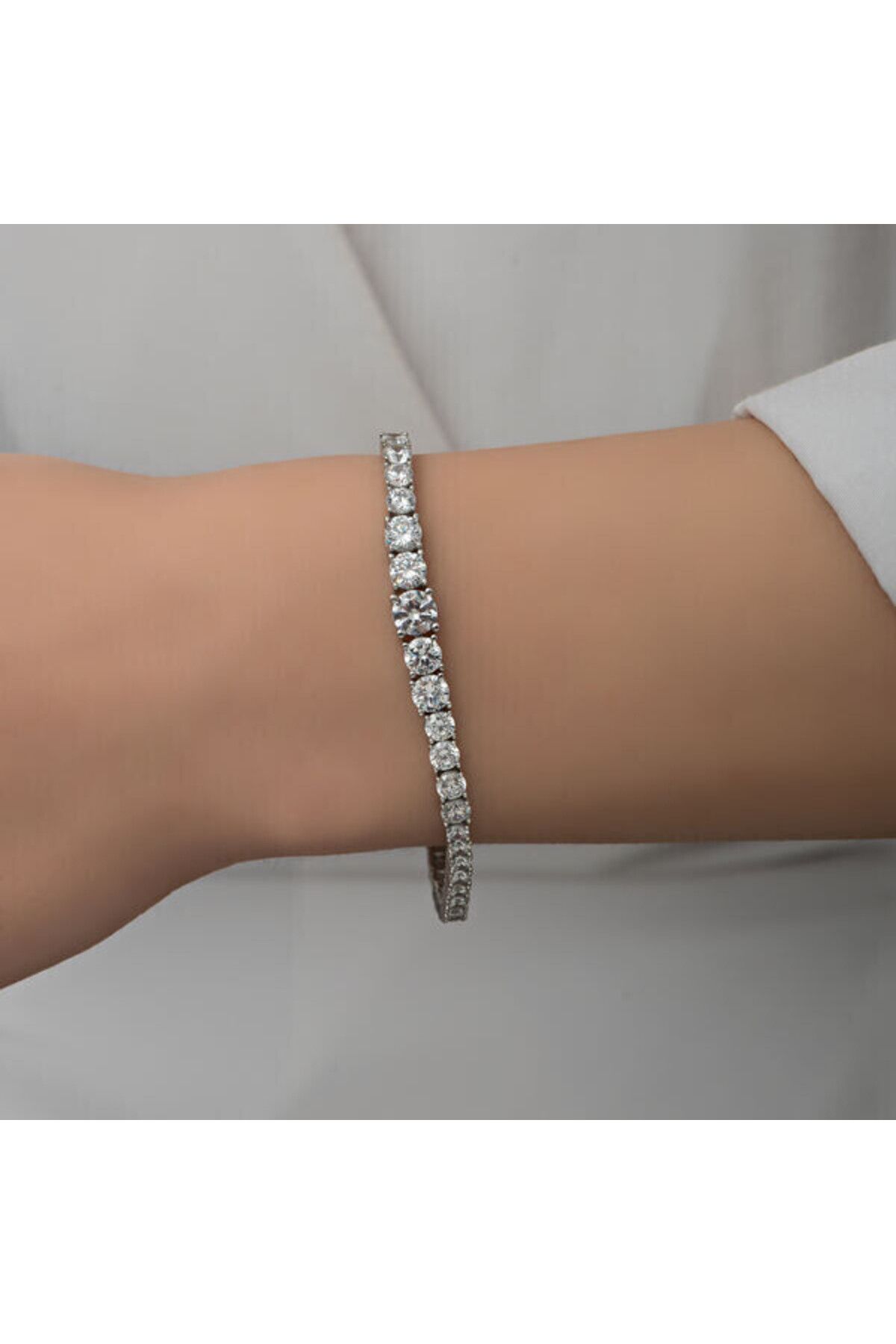 shop Su Yolu Suzme Beyaz Taşlı 925 Ayar Gümüş Bileklik