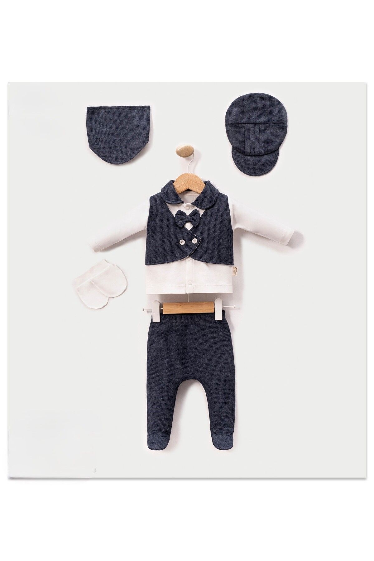 Bulut Baby Papyonlu Erkek Bebek 5'li Takım Hastane Çıkışı Set