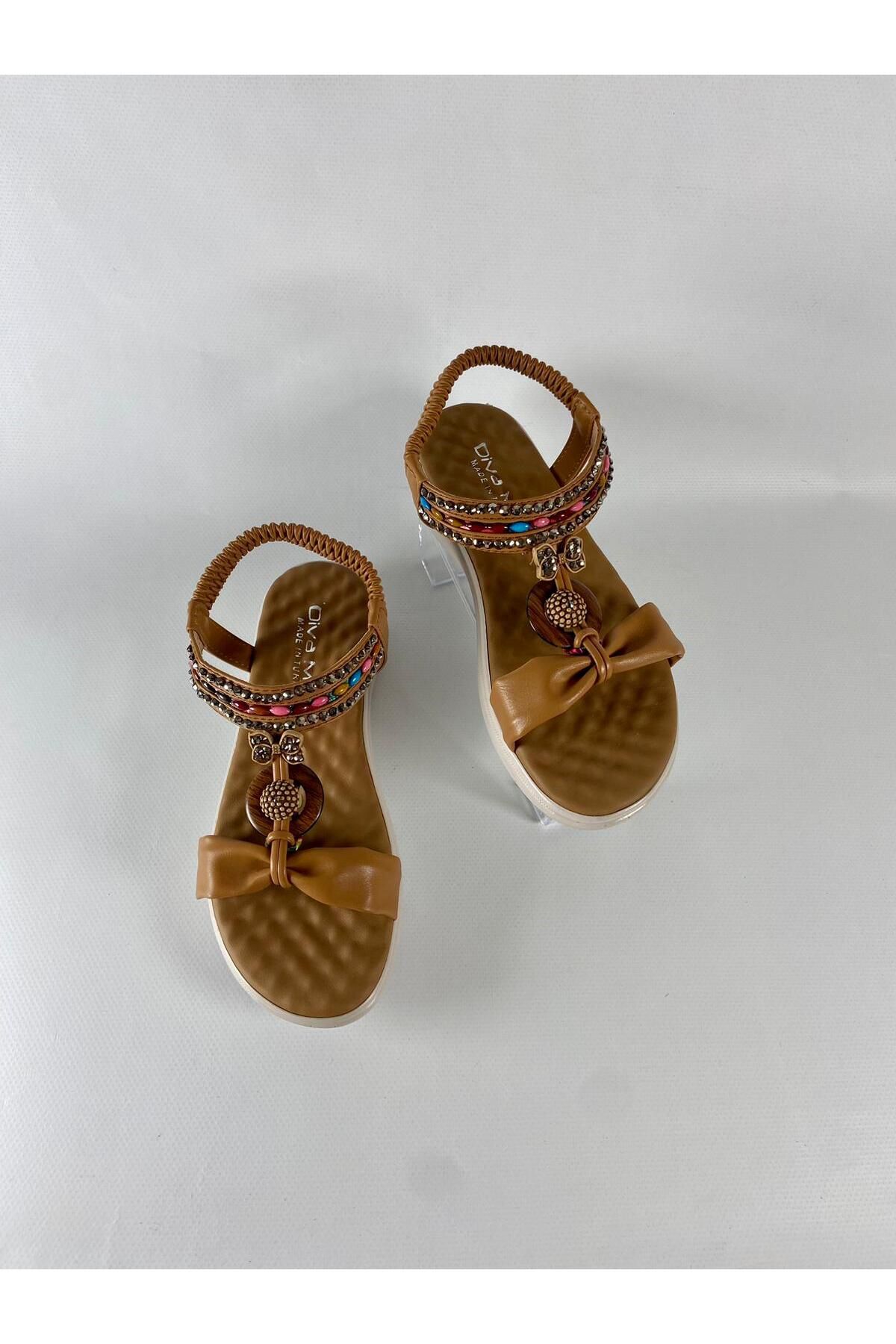 DİVA Retro Taşlı Ortopedik Taban Sandalet