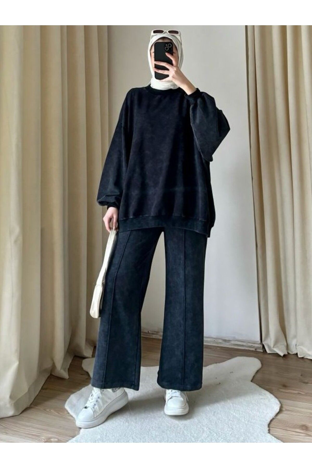 Suede Style 9033-9034 - Şık Rahat 3 İplik Soft Yıkama Salaş Kadın Takım