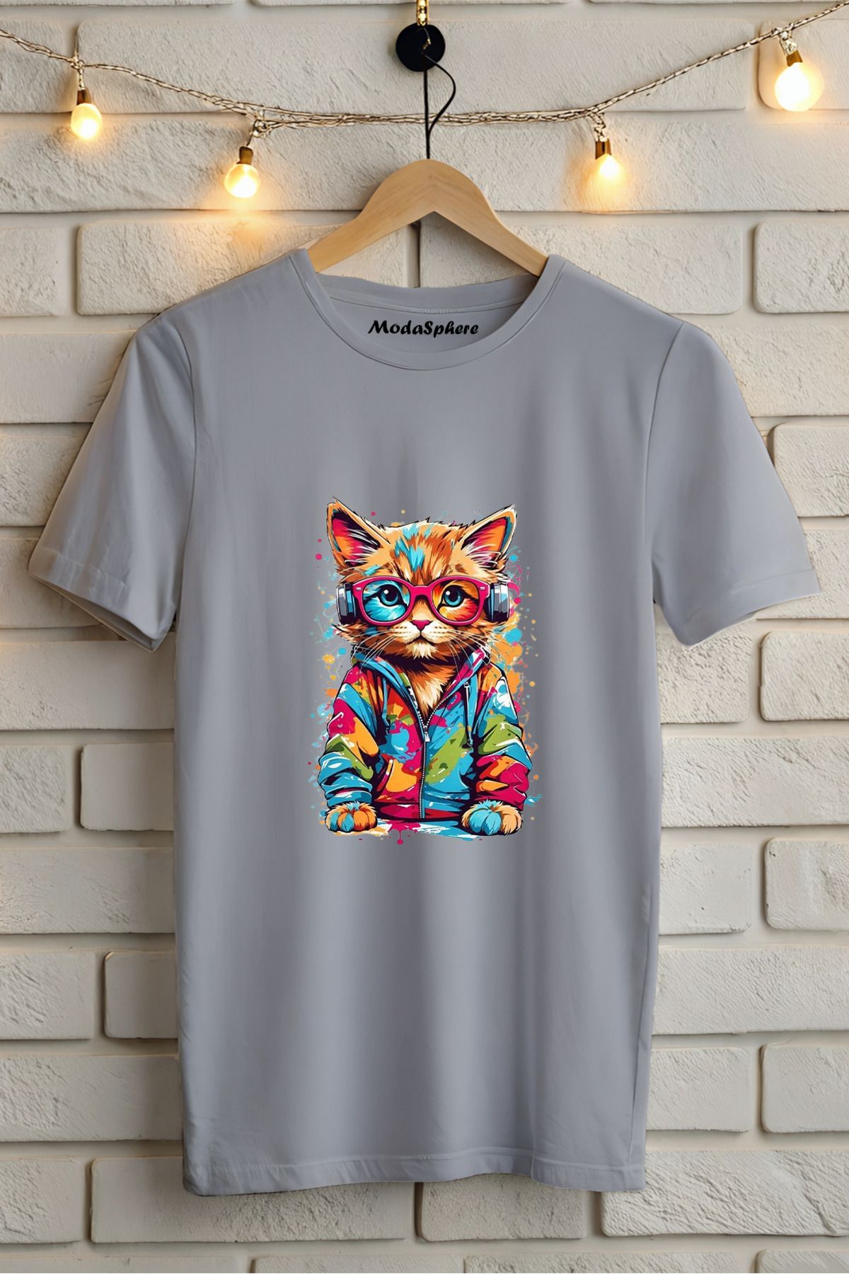 ModaSphere Kedi Baskılı Unisex Oversize Tişört