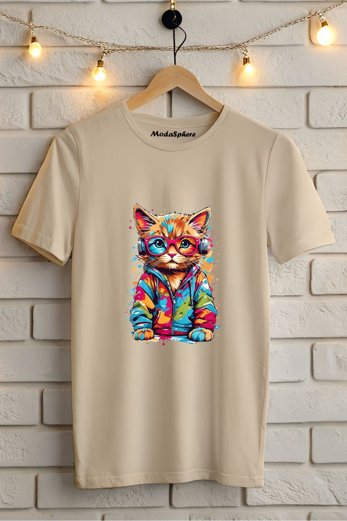 ModaSphere Kedi Baskılı Unisex Oversize Tişört