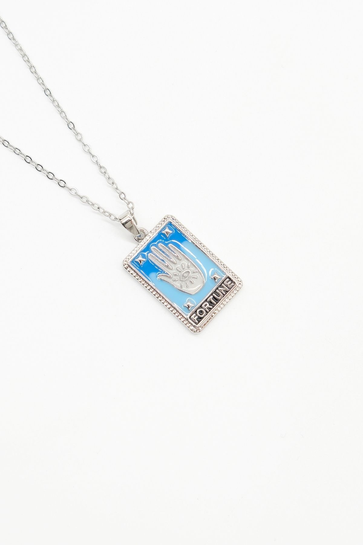 TAKIBOX Çelik Silver Renk Fortune Tarot Kolye