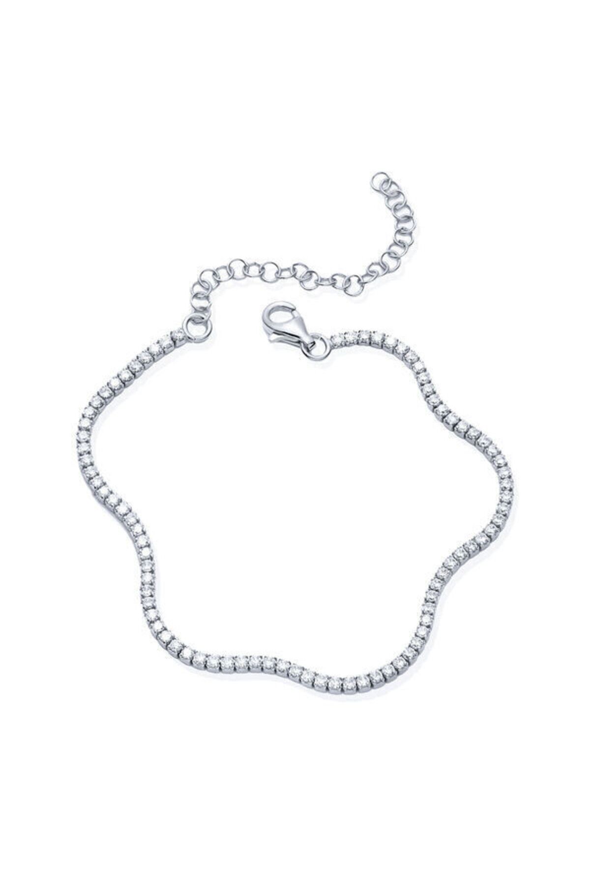 shop Su Yolu Beyaz Taşlı2mm 925 Ayar Gümüş Bileklik