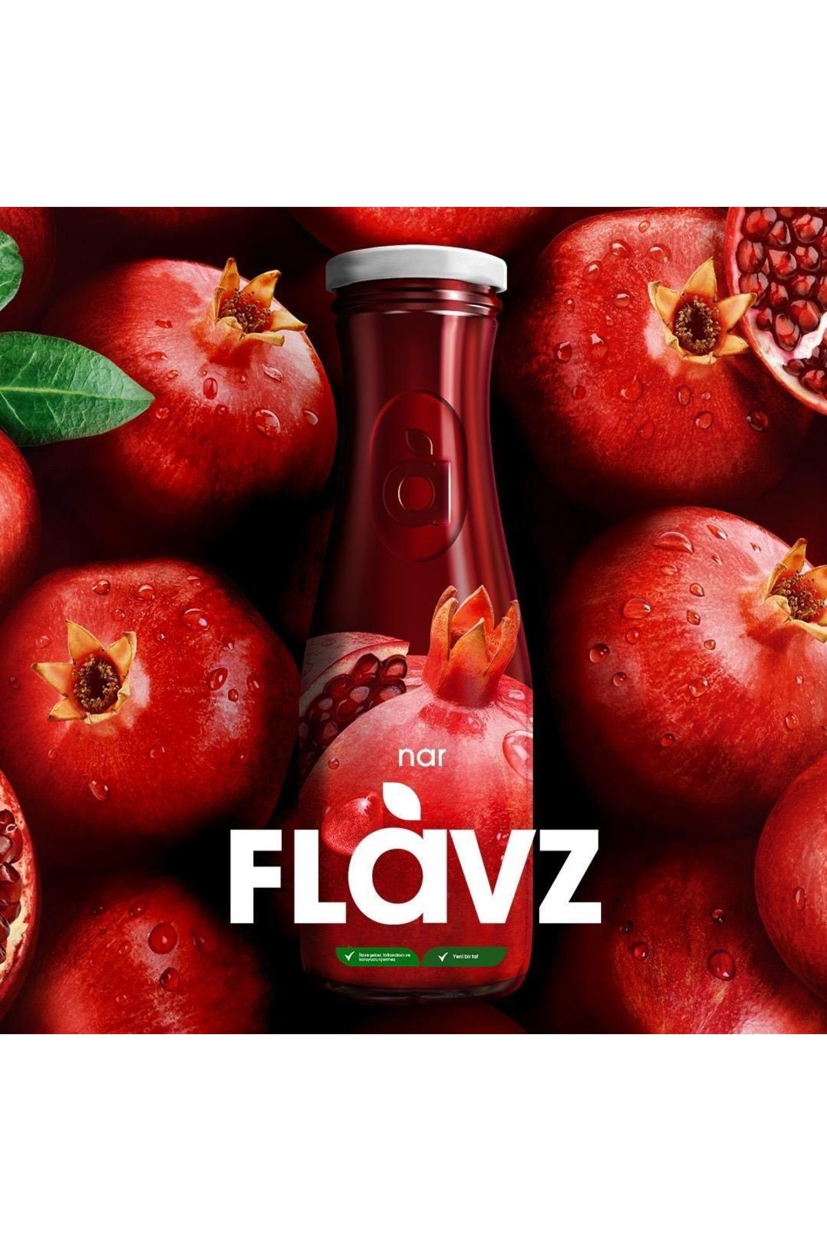 FLAVZ %100 DOĞAL Nar Sıkma Meyve Suyu 640ml Cam Şişe-Gerçek Meyveden,Katkısız
