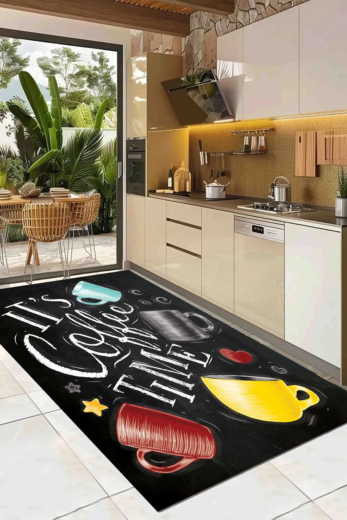 GNL HOME Dijital Baskı Yıkanabilir Mutfak Halısı