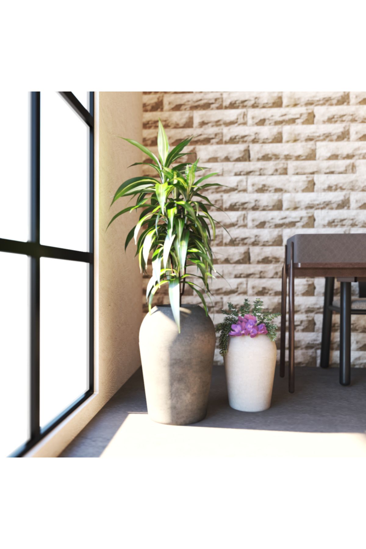 Dekor Hafif Beton Saksı Oraz 50LT