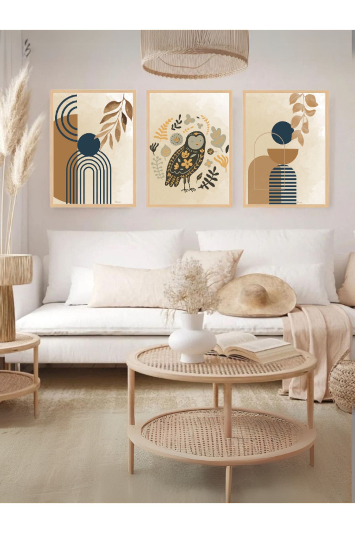Tuba Decor 3 Parça Ahşap Çerçeve Görünümlü Mdf Tablo Seti