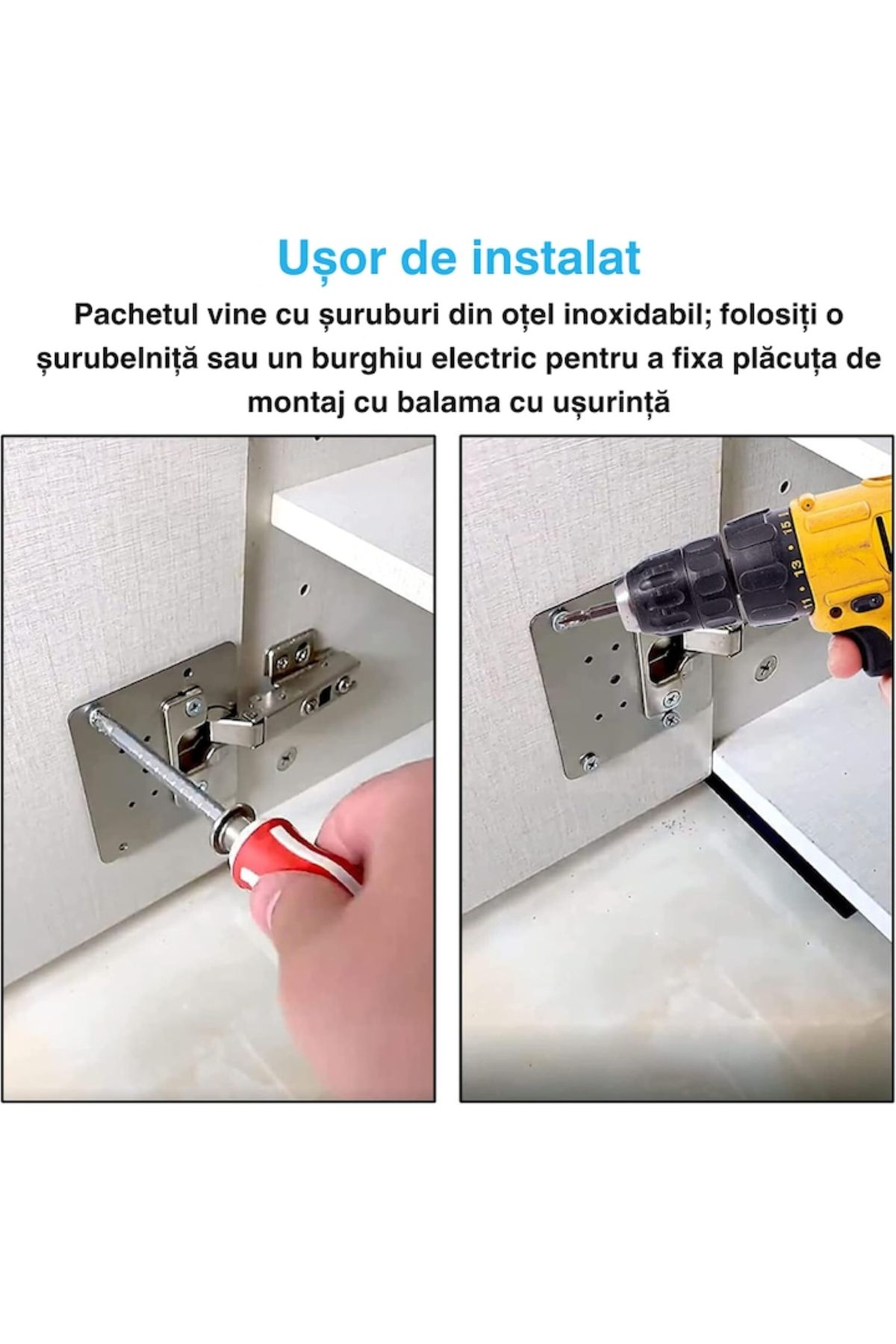 varioshop-Set of 4 VarioShop® Hinge Repair Fixing Plates, Universal Use, Easy to Install 3