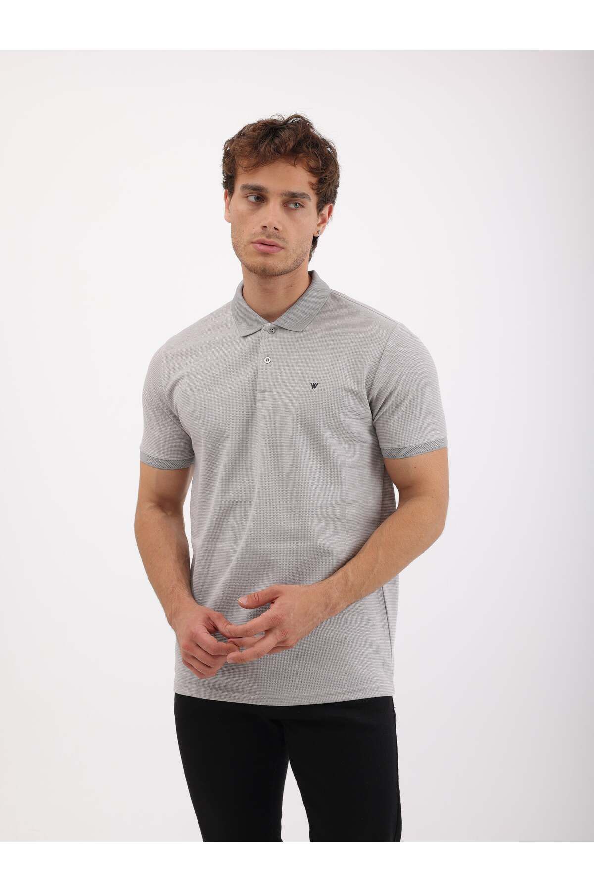 WKM Erkek Regular Fit Polo Yaka Wafil Basic Tişört