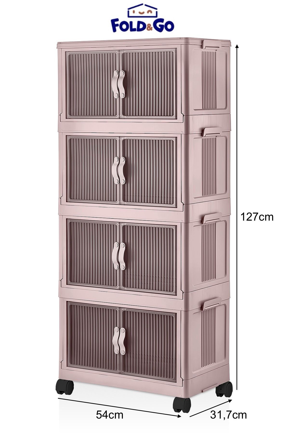 Myplas Fold&Go 4'lü Portatif Dolap Çok Amaçlı Tekerlekli Katlanır Organizer ”beyaz”
