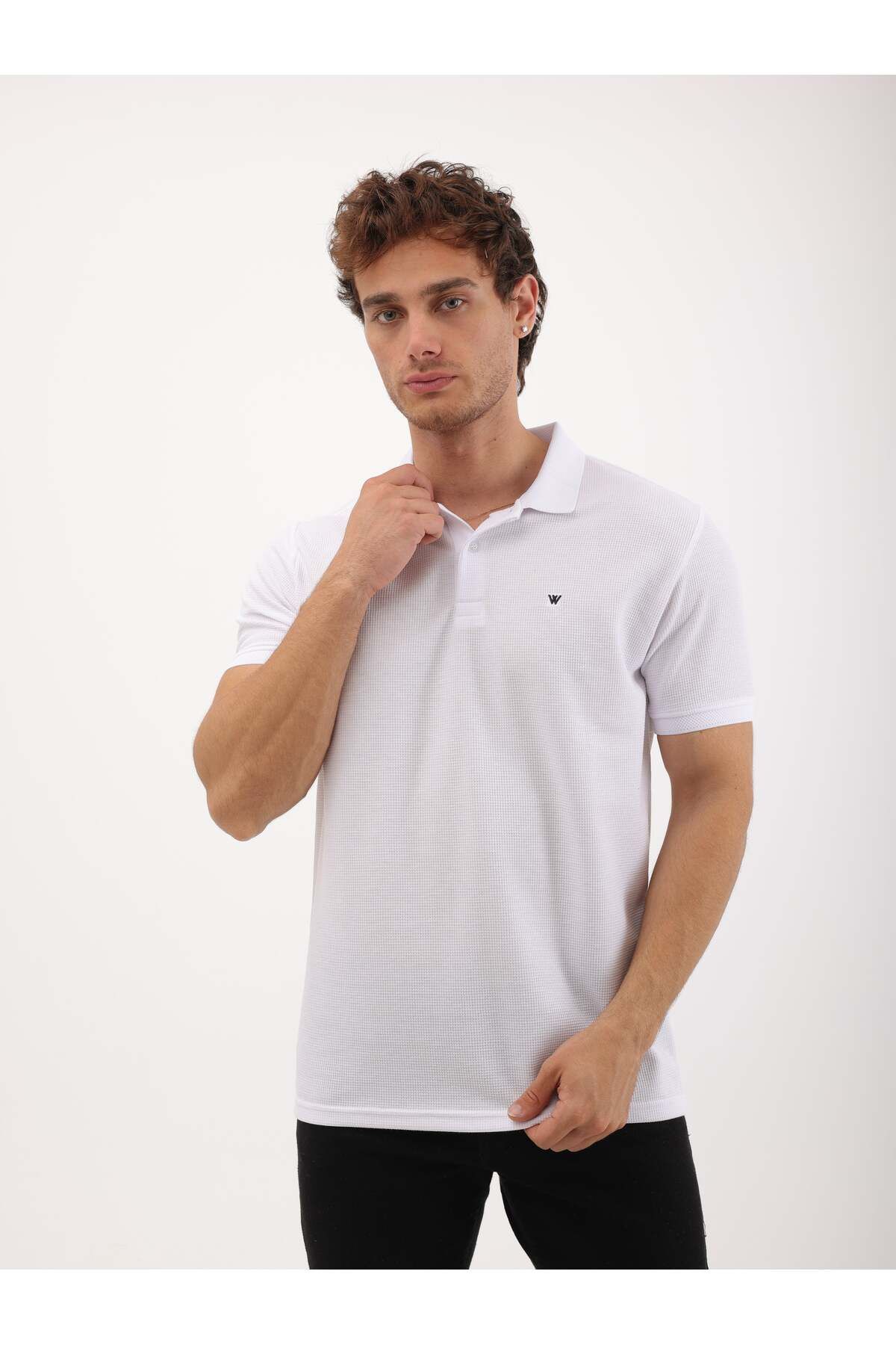 WKM Erkek Regular Fit Polo Yaka Wafil Basic Tişört
