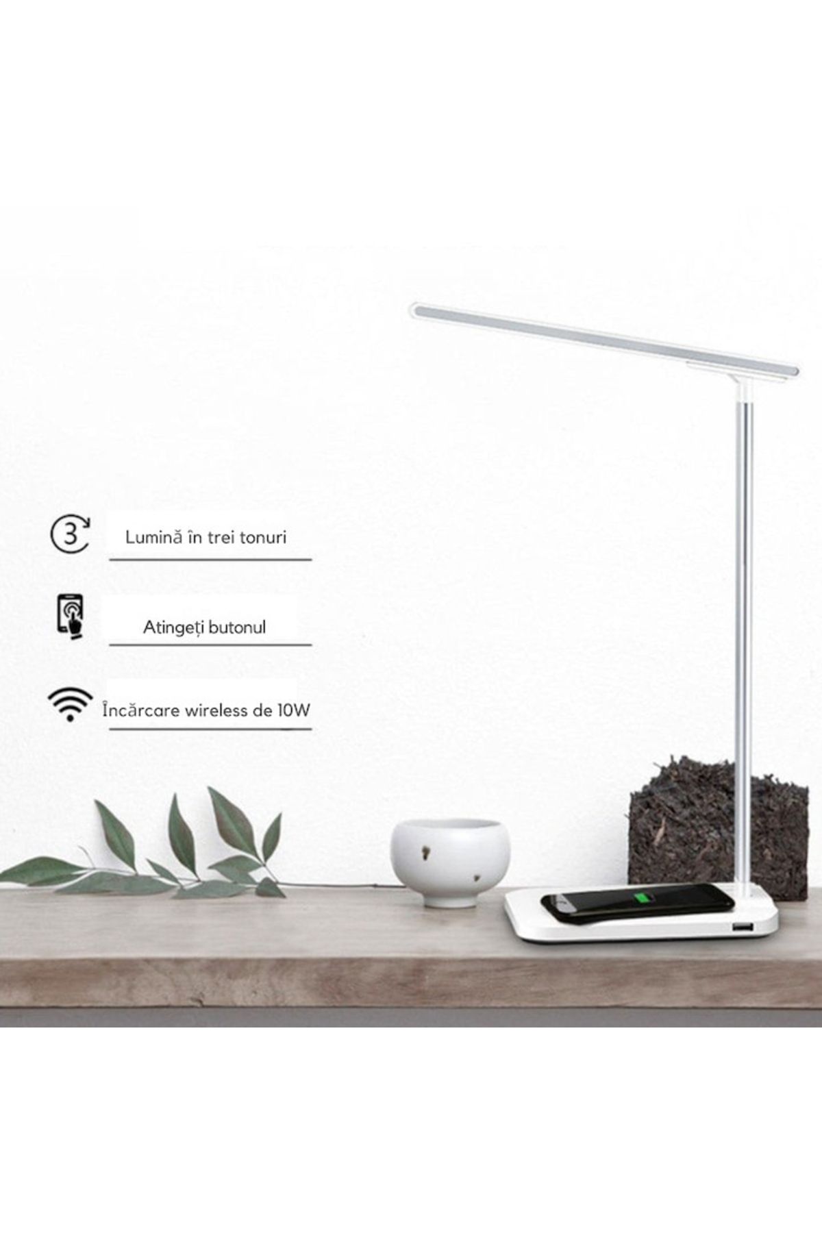 varioshop-VarioShop® LED Lamp, Night Light with Wireless Fast Charge Universal Charger, Touch Control, Timer, Il 4
