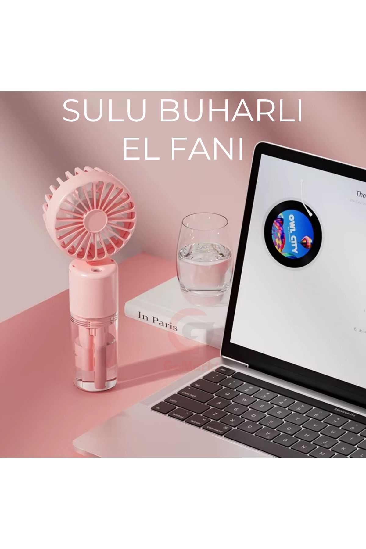 GoMarkt Taşınabilir Mini Şarjlı Sulu Buharlı 3 Kademeli Masaüstü El Fanı Usb Pervane