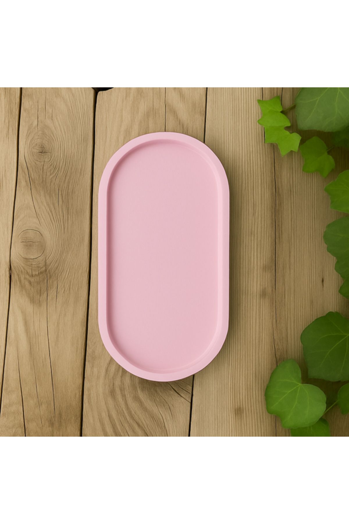 Home Takı Saksı Altlığı Dekoratif Oval Tepsi Pembe