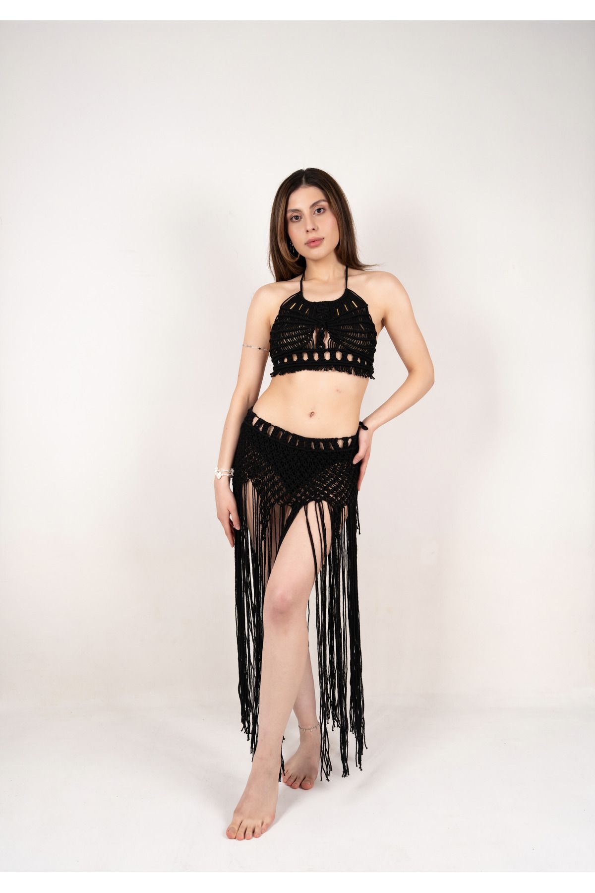 MODA Makrome Plaj Elbisesi & Pareo & El Örmesi Plaj Giysisi (Bronze Muse)