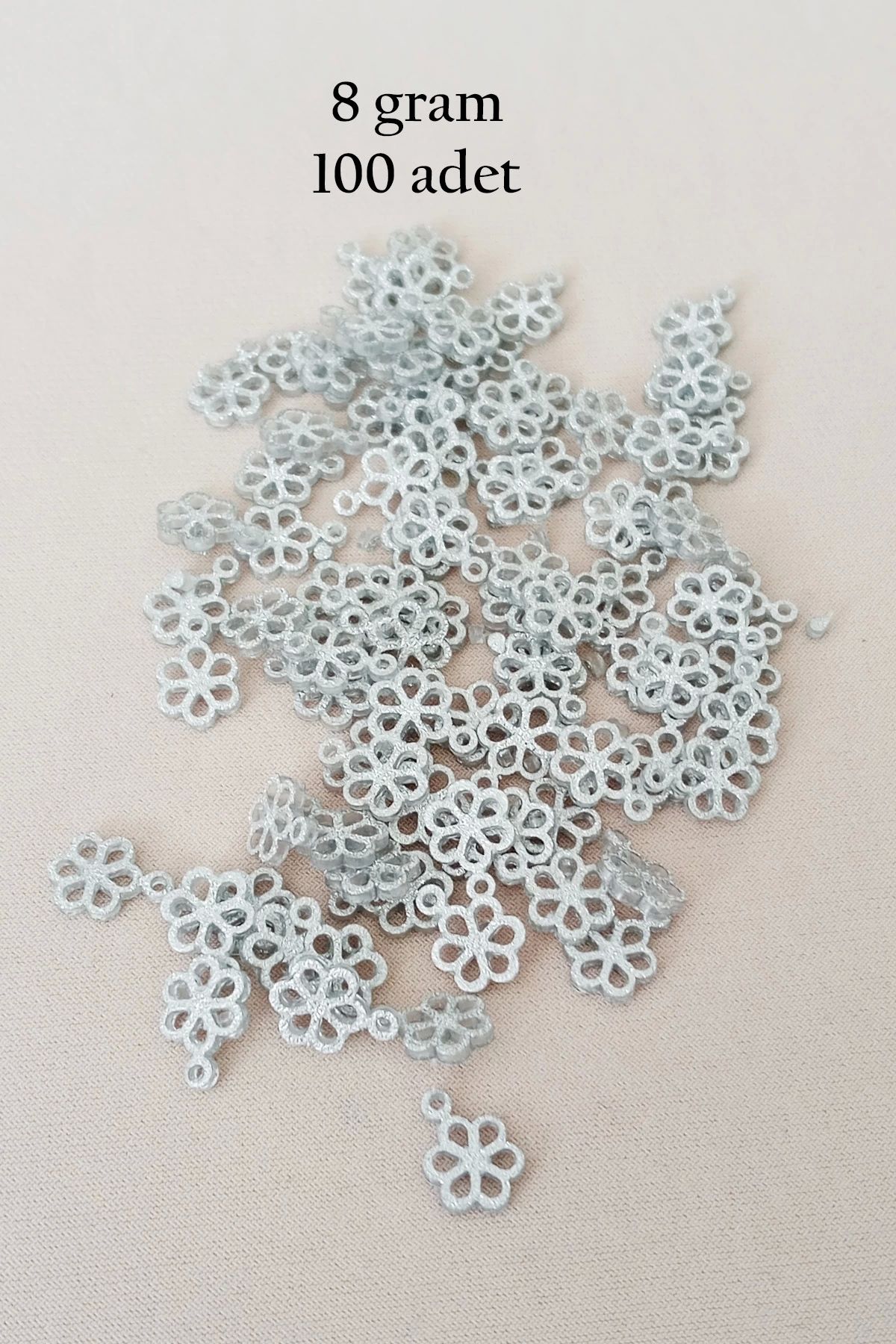 Royaleks Oya Abiye Bileklik Kolye Pleksi Metalik Plastik Pul Gümüş Renk 8 gram 100 adet - BNC528