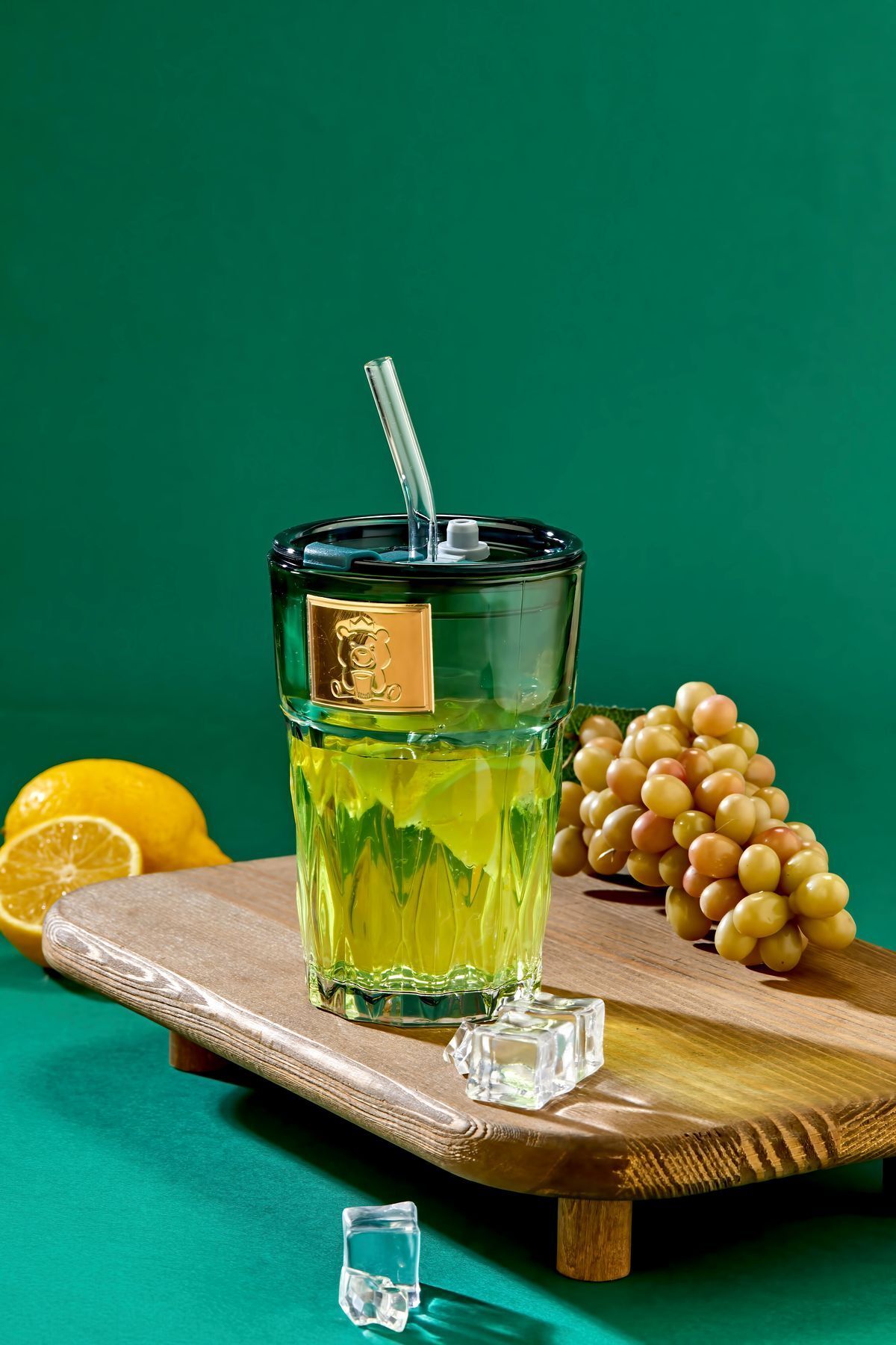 NY HOME Ayıcık Logolu , Cam Pipetli, Sızdırmaz Kapaklı - Yeşil - TEKLİ