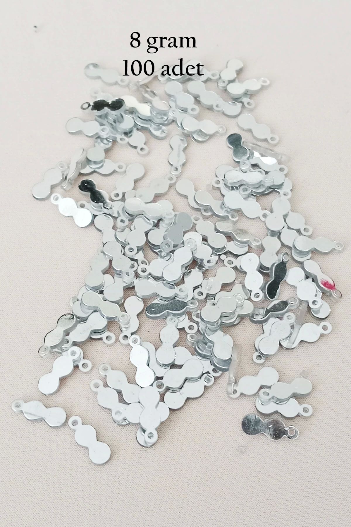 Royaleks Oya Abiye Bileklik Kolye Pleksi Metalik Plastik Pul Gümüş Renk 8 gram 100 adet - BNC508