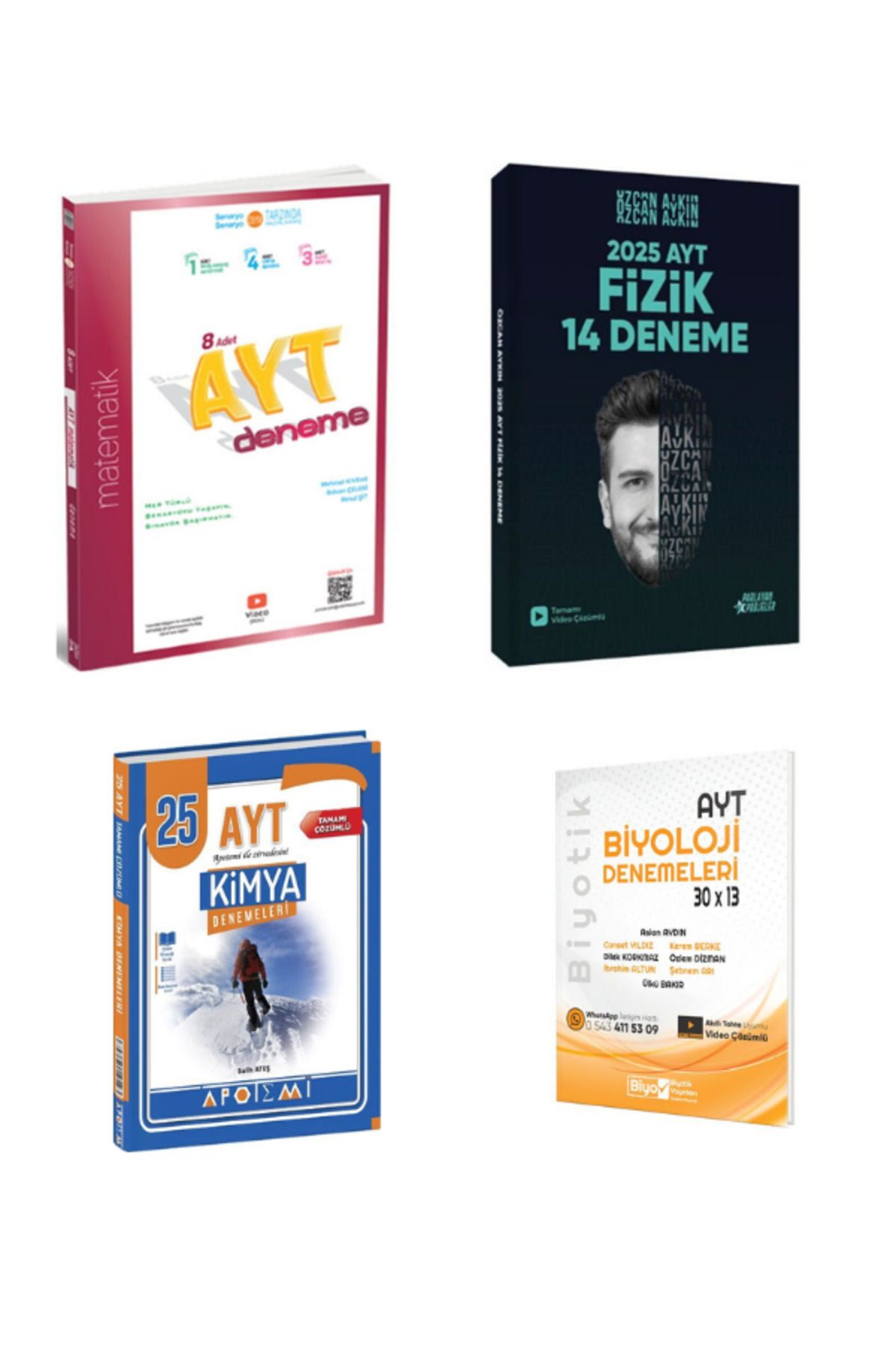 Aydın Yayınları 2025 üçdörtbeş ayt matematik özcan aykın ayt fizik apotemi ayt kimya biyotik ayt biyoloji deneme