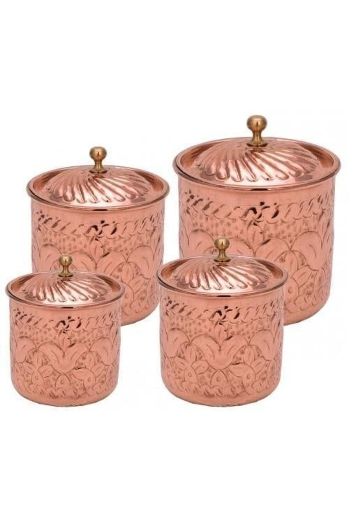 SLAINTE Safran Baharatlık 4'lü Takım El İşleme Kırmızı Bakır Baharatlık